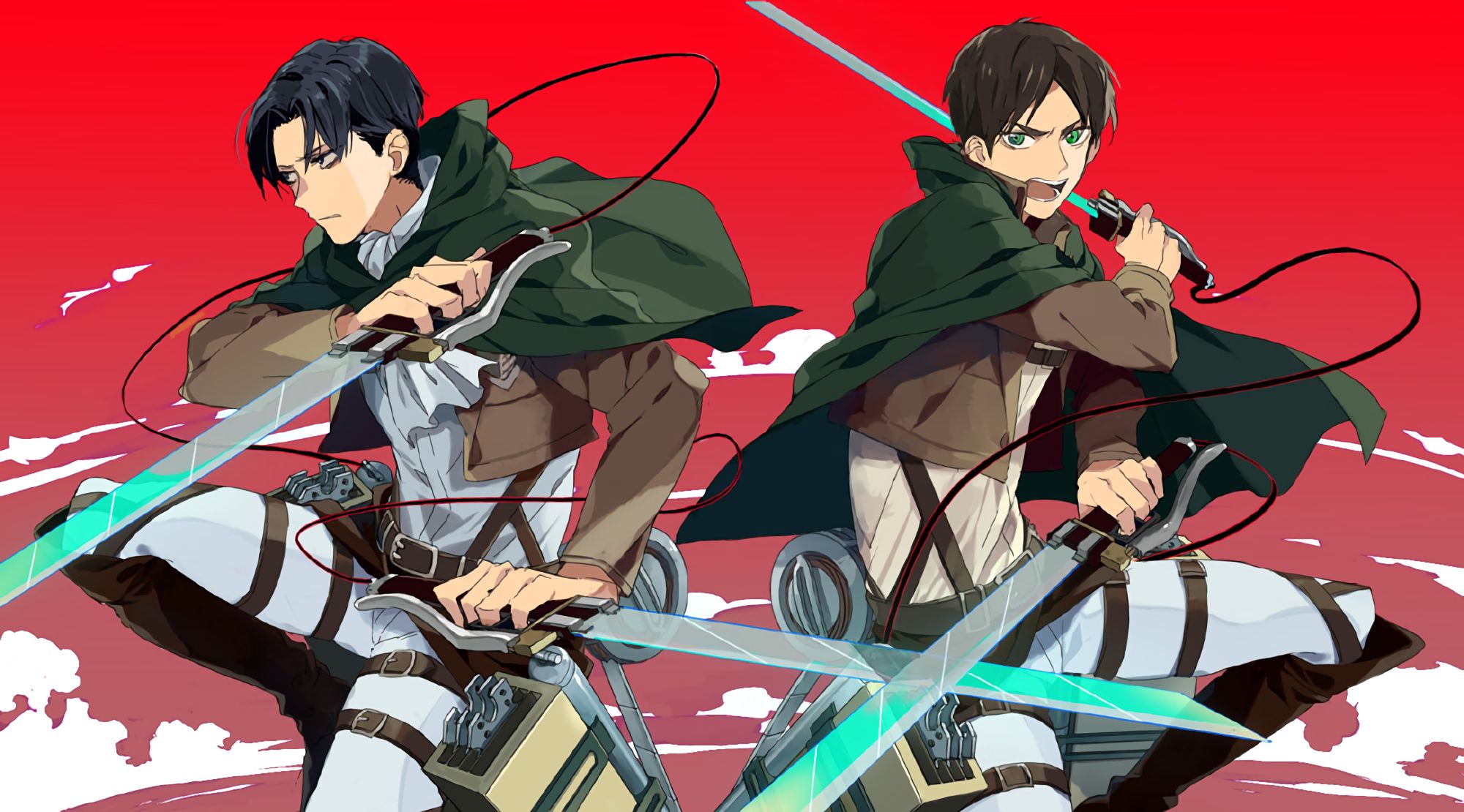 Handy-Wallpaper Animes, Eren Jäger, Attack On Titan, Levi Ackermann kostenlos herunterladen.