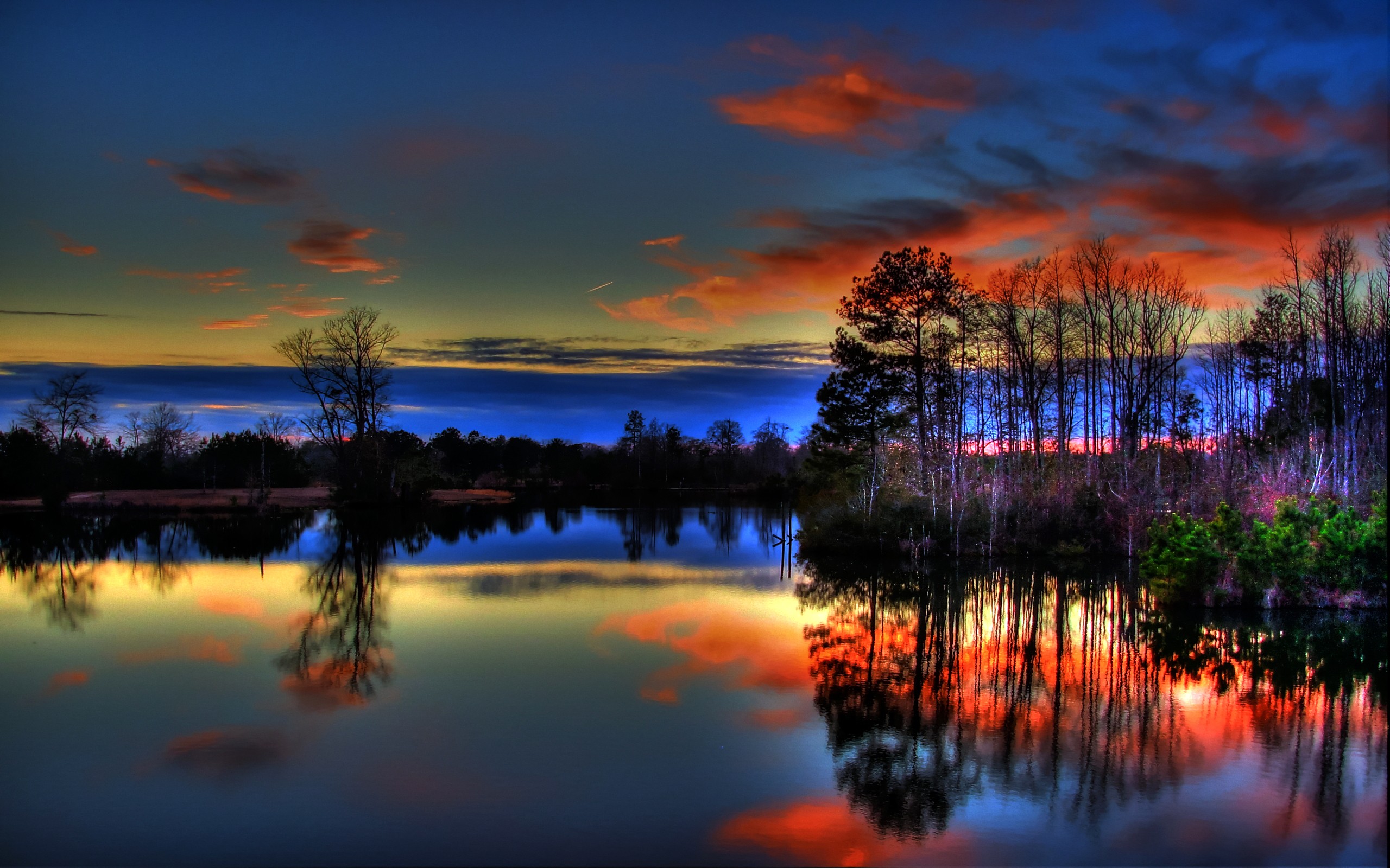 Téléchargez gratuitement l'image Coucher De Soleil, Lac, Arbre, Terre/nature, Réflection sur le bureau de votre PC