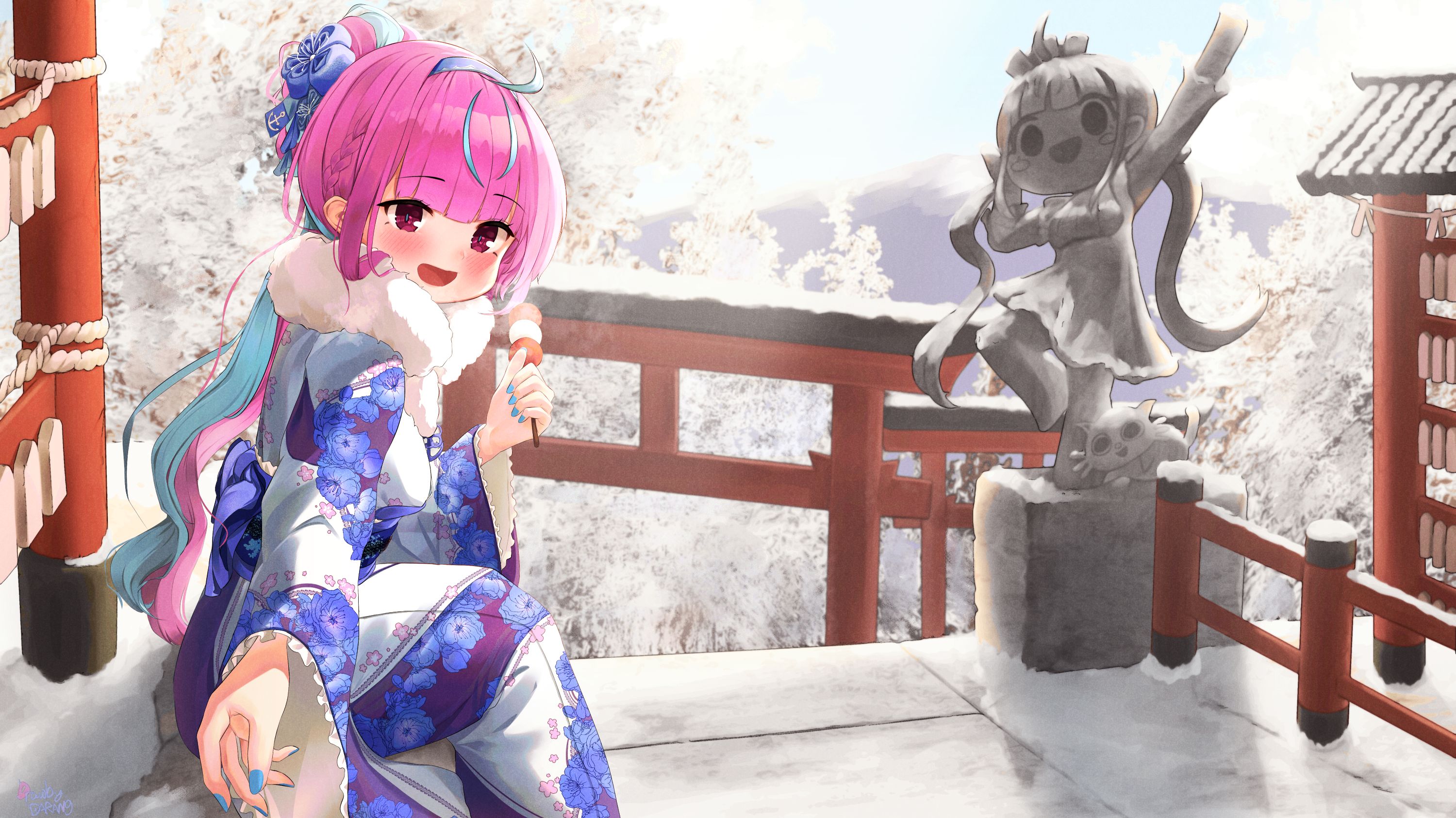 Handy-Wallpaper Kimono, Animes, Virtueller Youtuber, Hololive, Minato Aqua kostenlos herunterladen.