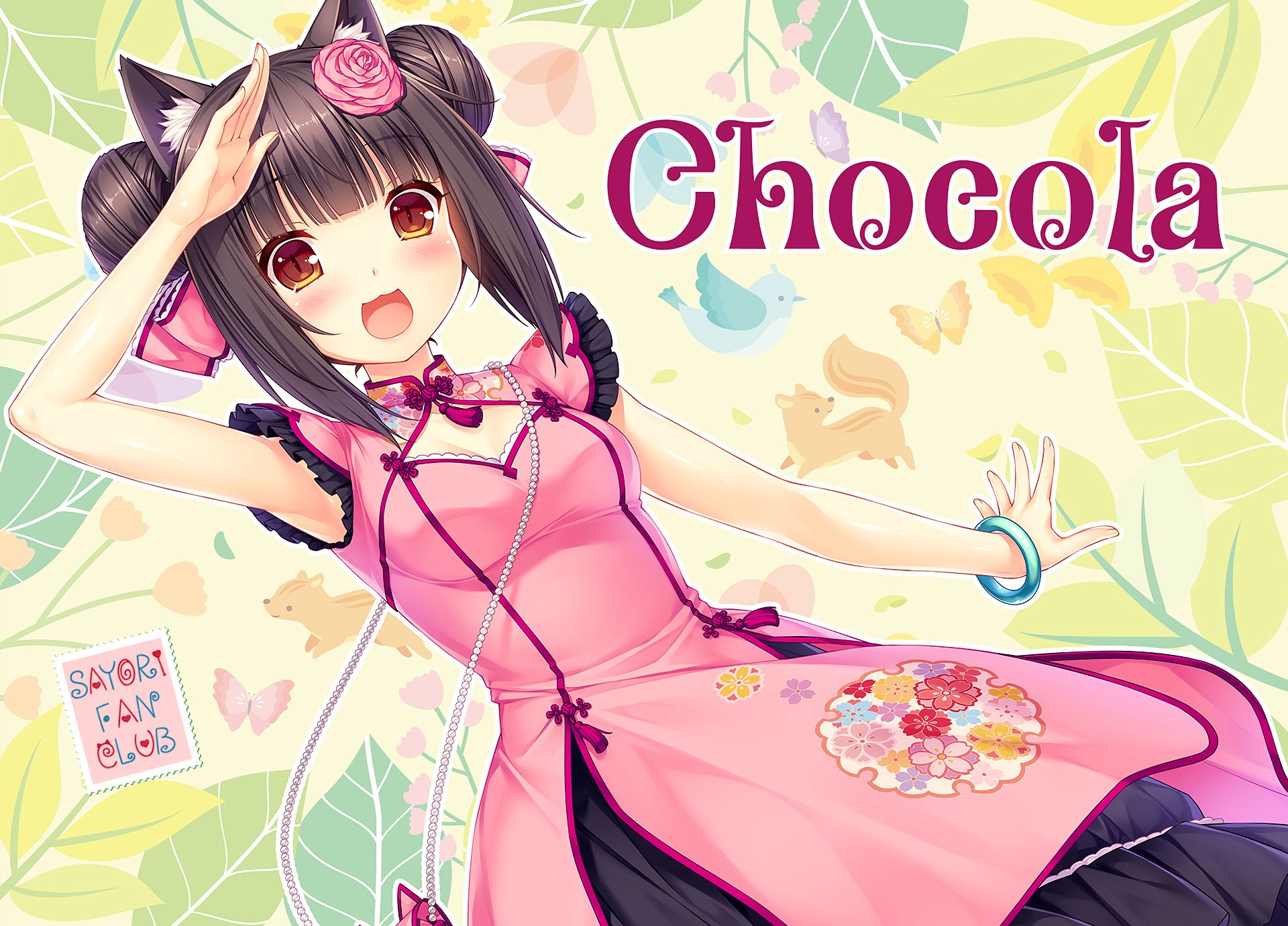 Download mobile wallpaper Anime, Smile, Dress, Blush, Chocola (Nekopara), Nekopara, Pink Dress for free.