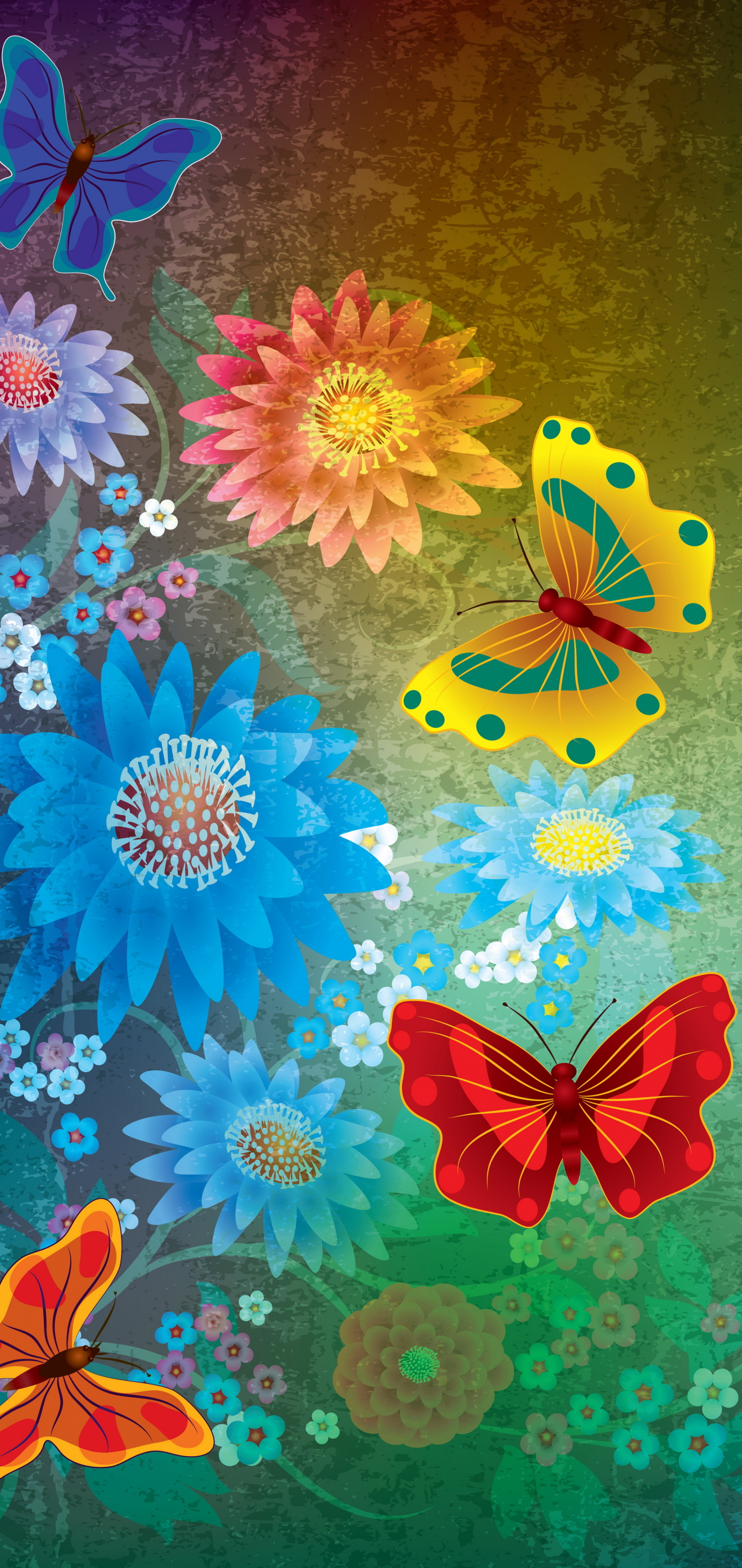 Download mobile wallpaper Flower, Colors, Butterfly, Colorful, Artistic for free.