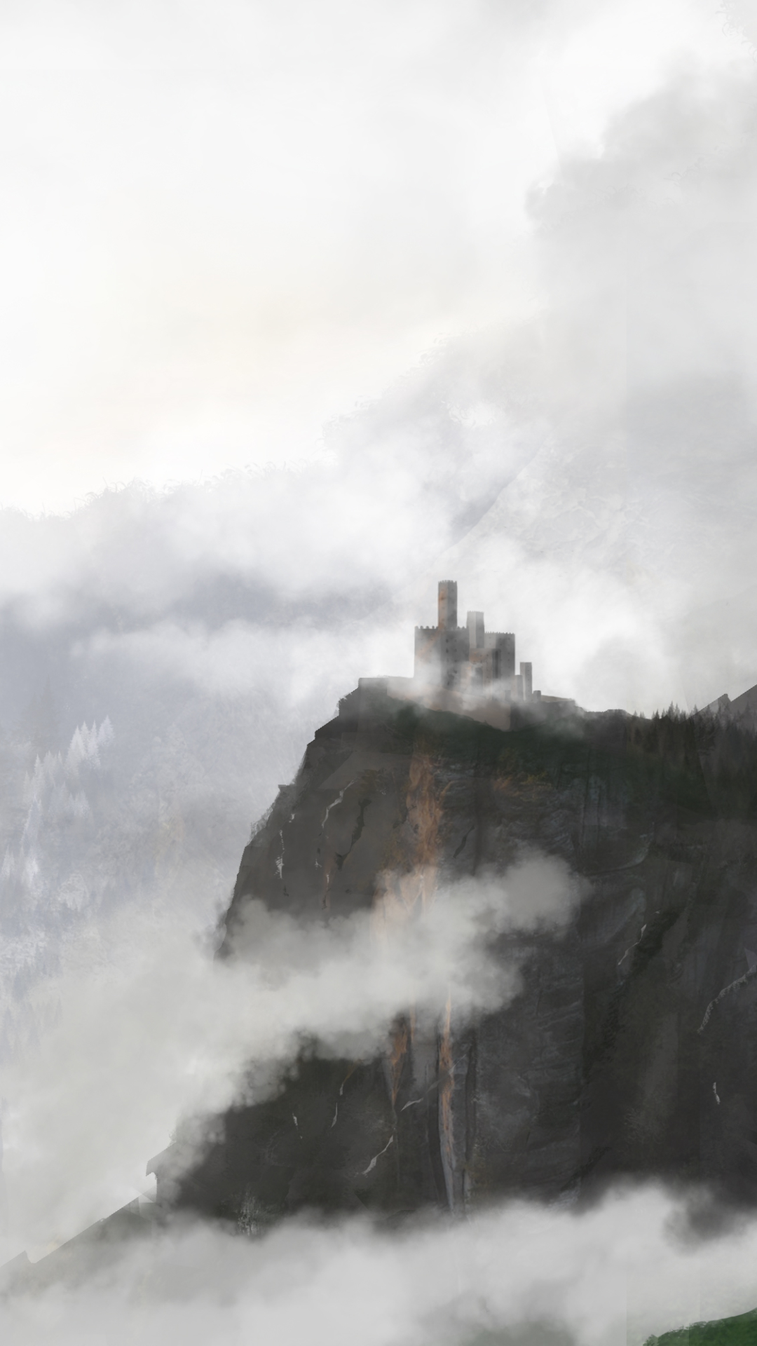 Download mobile wallpaper Landscape, Fantasy, Mountain, Castle for free.