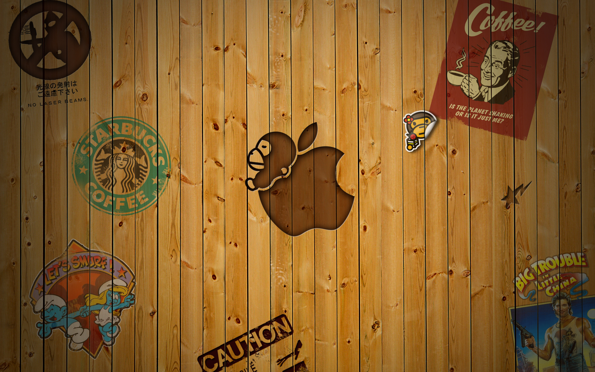 technology, apple, wood