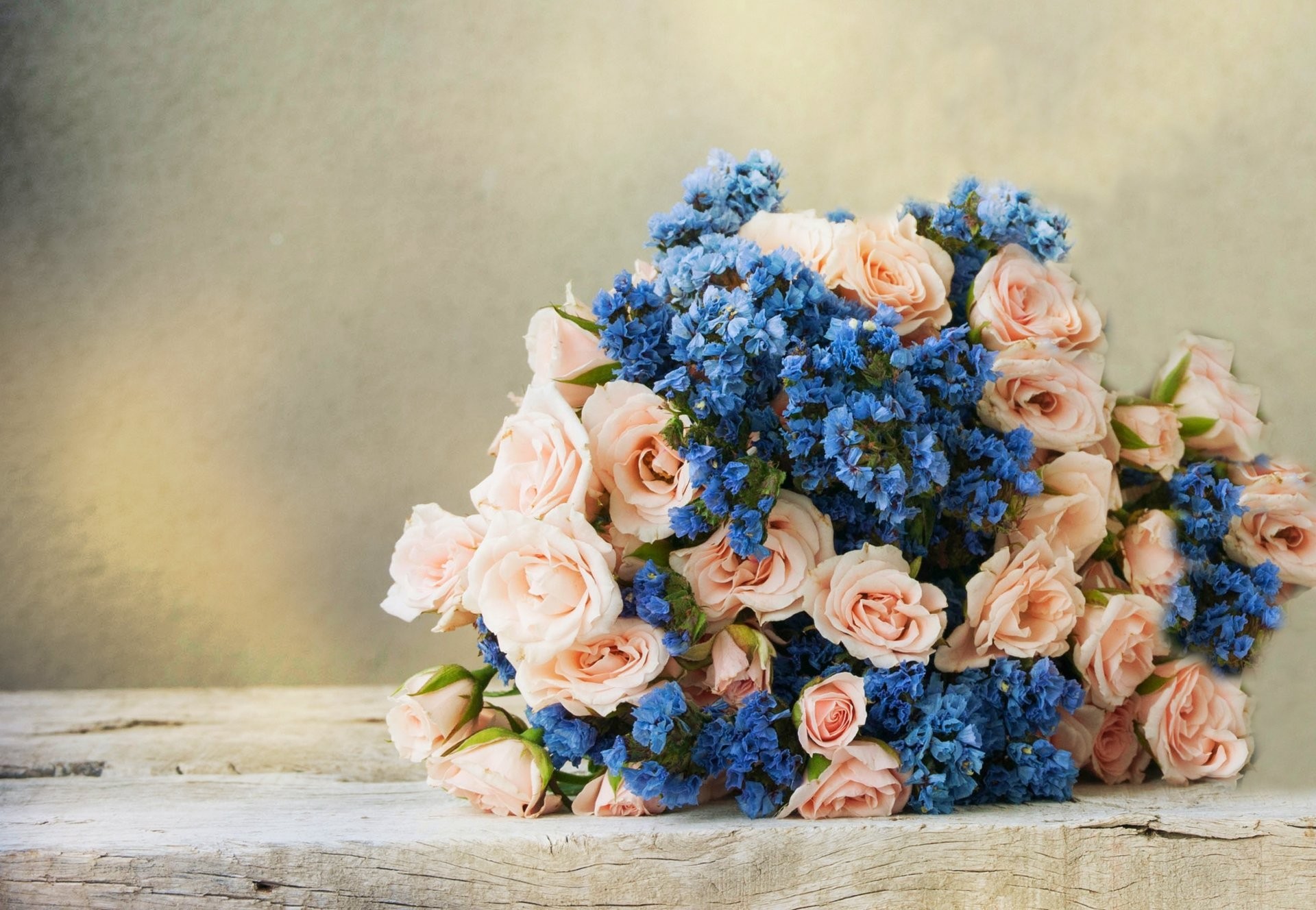 Download mobile wallpaper Flower, Rose, Bouquet, Man Made, Blue Flower, Peach Flower for free.
