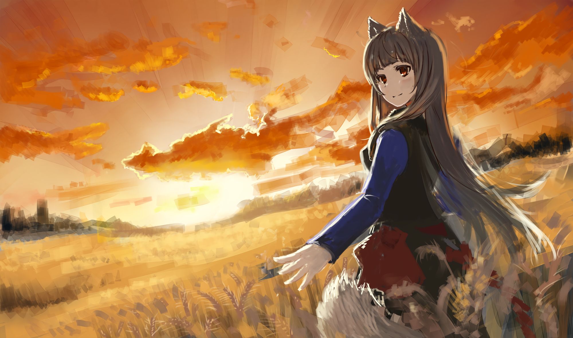 Download mobile wallpaper Anime, Sky, Holo (Spice & Wolf), Spice And Wolf for free.