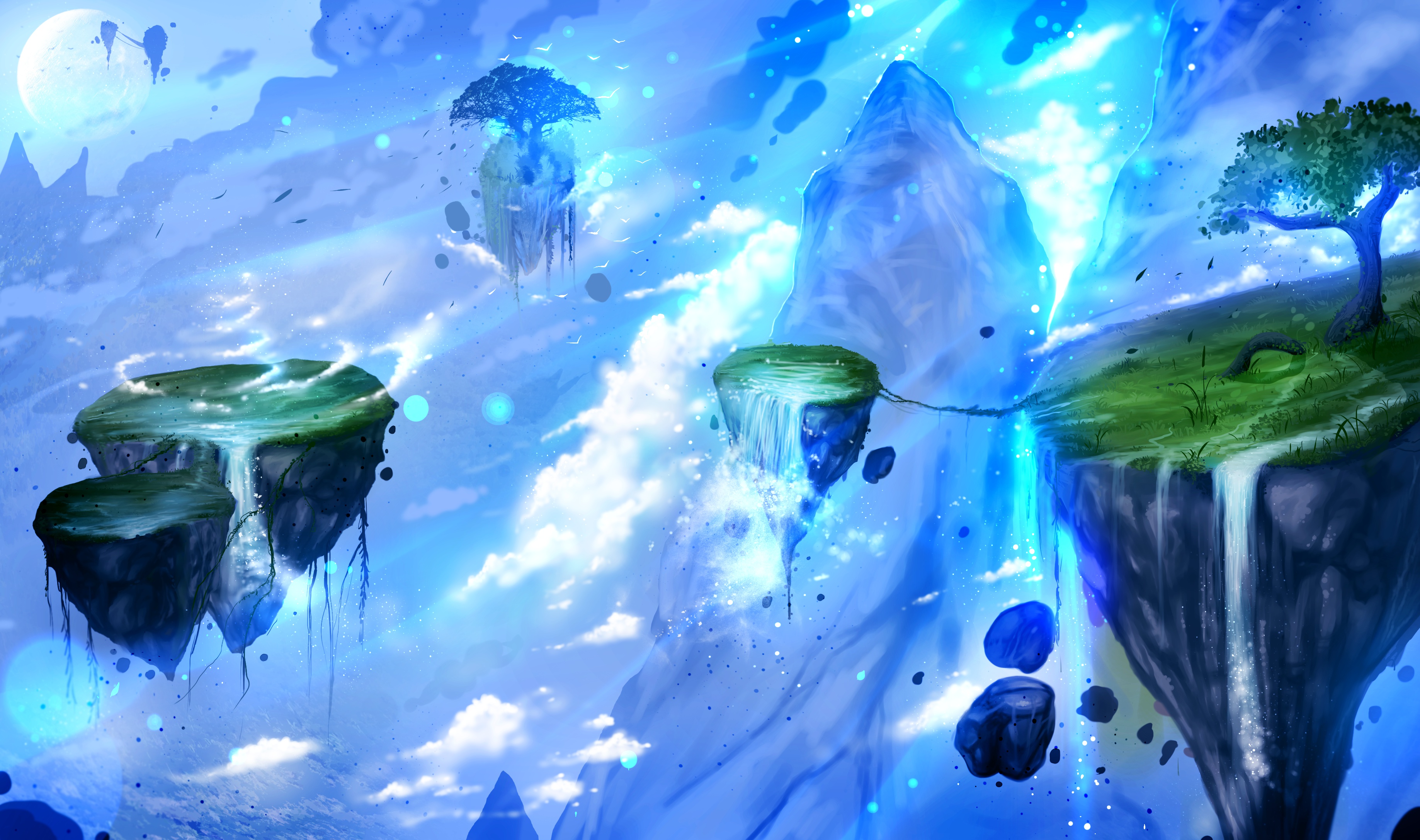 Free download wallpaper Landscape, Fantasy, Waterfall, Floating Island on your PC desktop