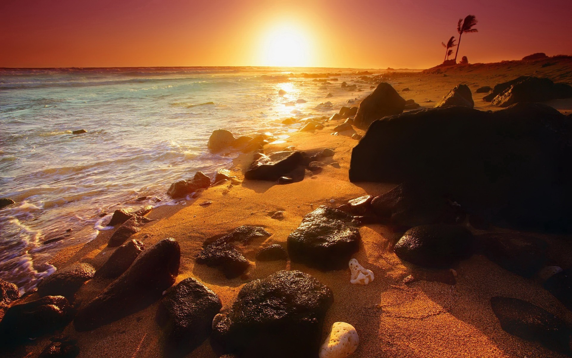 Скачать картинку Закат Солнца, Пляж, Земля/природа в телефон бесплатно.