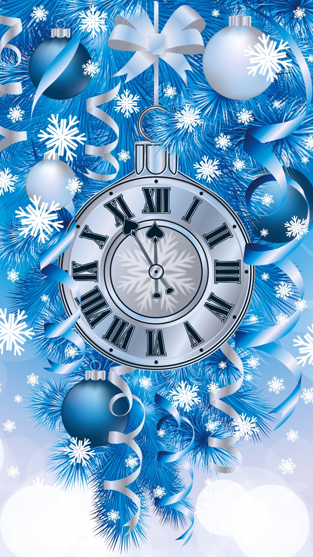 Handy-Wallpaper Feiertage, Neujahr, Weihnachten, Weihnachtsschmuck, Uhr kostenlos herunterladen.