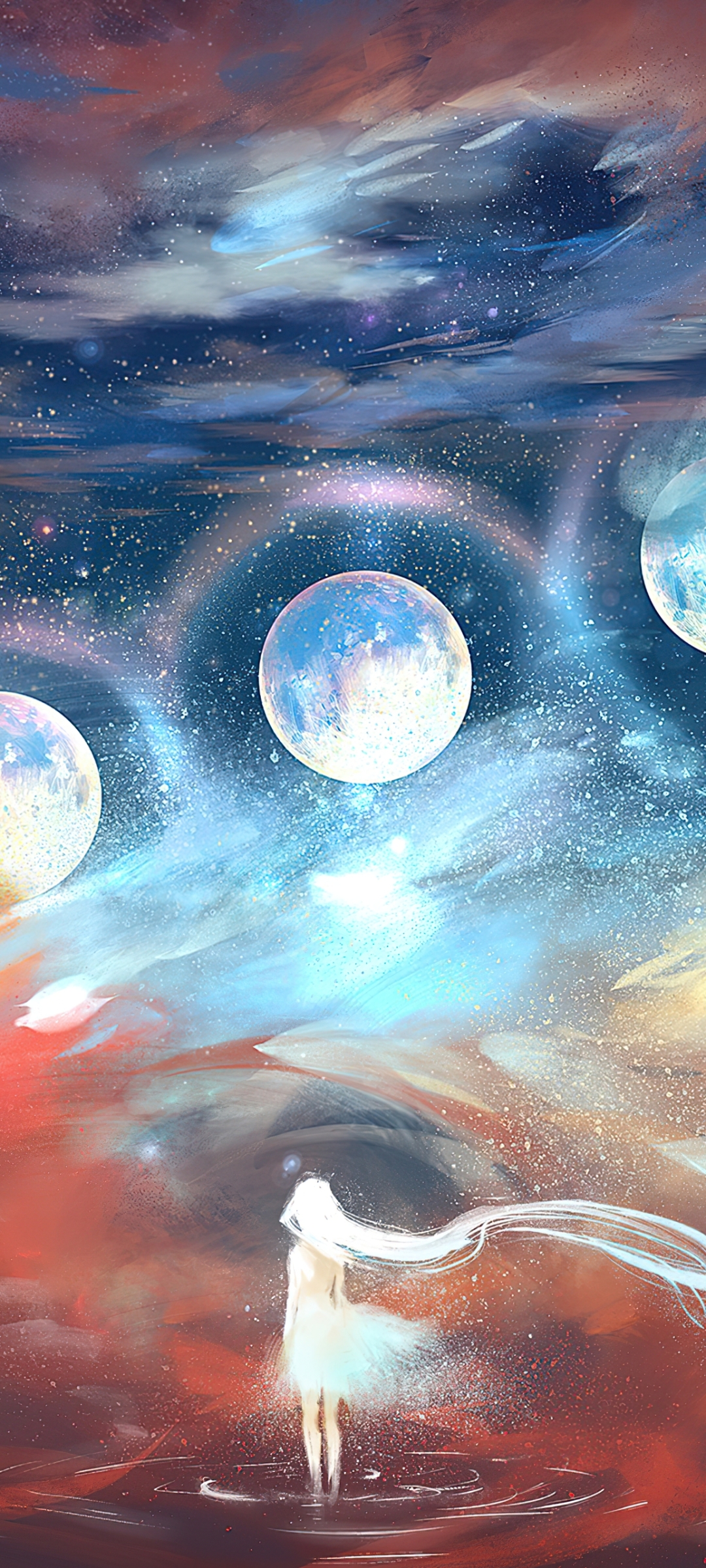 Download mobile wallpaper Anime, Starry Sky, Planet, Original for free.