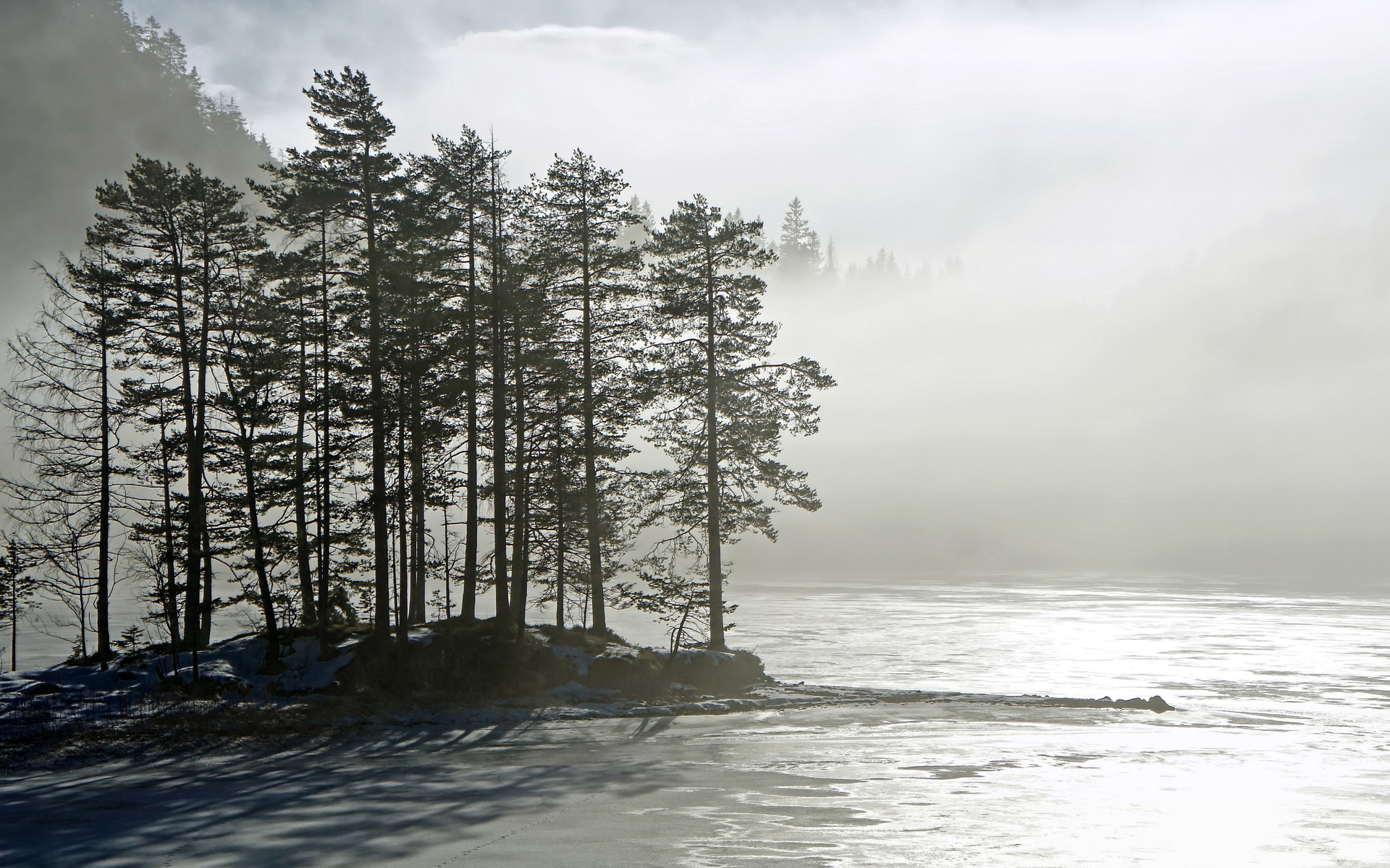 Descarga gratuita de fondo de pantalla para móvil de Isla, Hielo, Invierno, Niebla, Tierra/naturaleza, Paisaje.