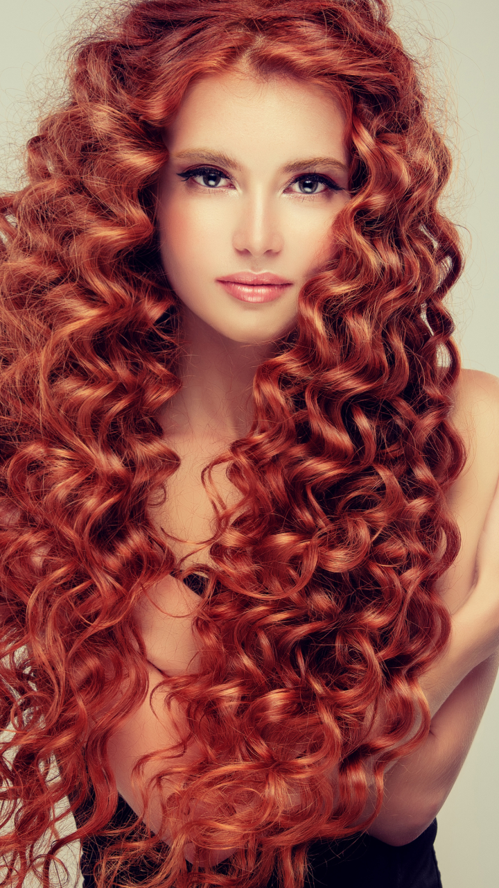 無料モバイル壁紙カール, 赤毛, 女性, 長い髪, 髪をダウンロードします。