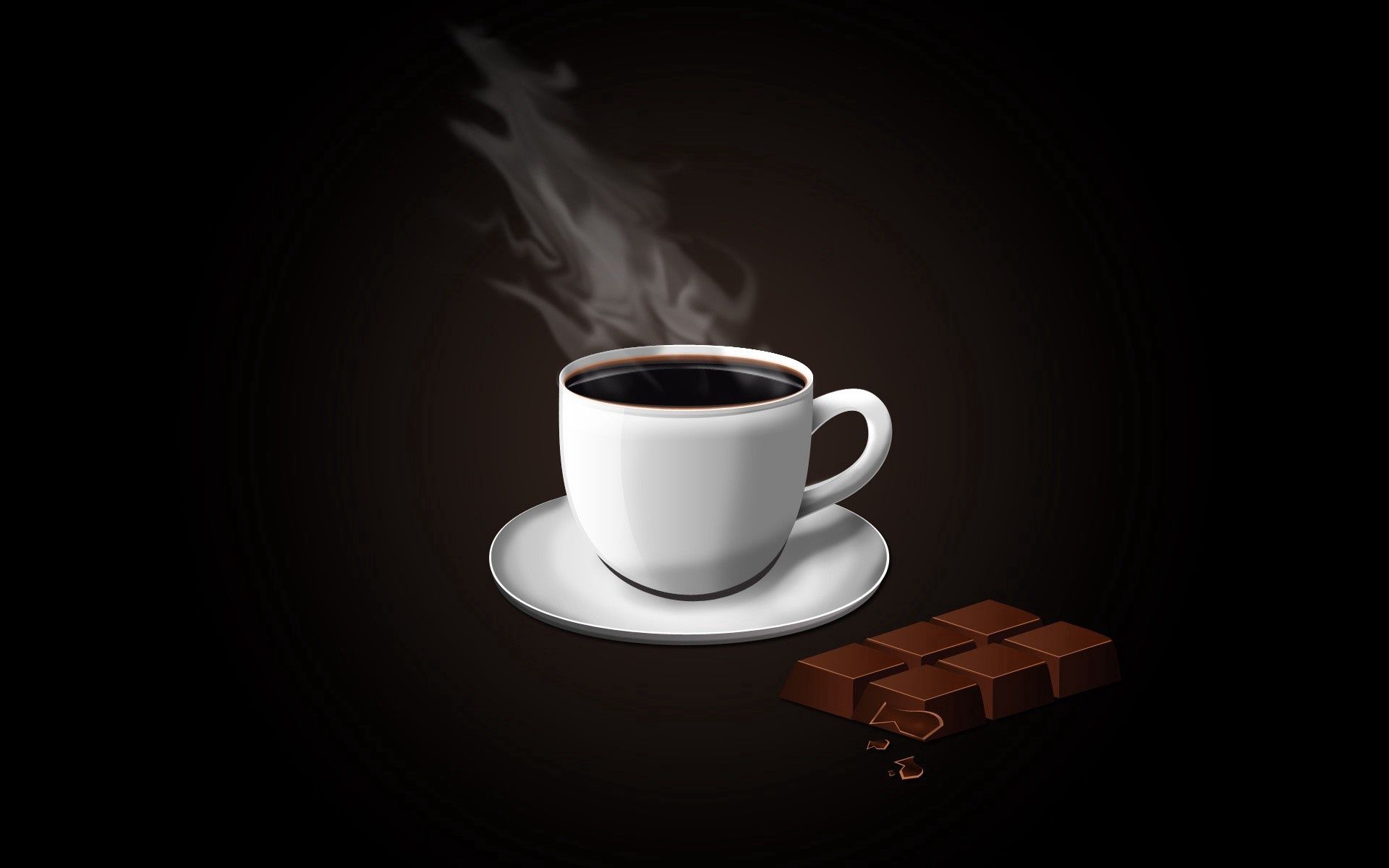 Wallpaper Full HD vector, chocolate, coffee, cup, plate, steam