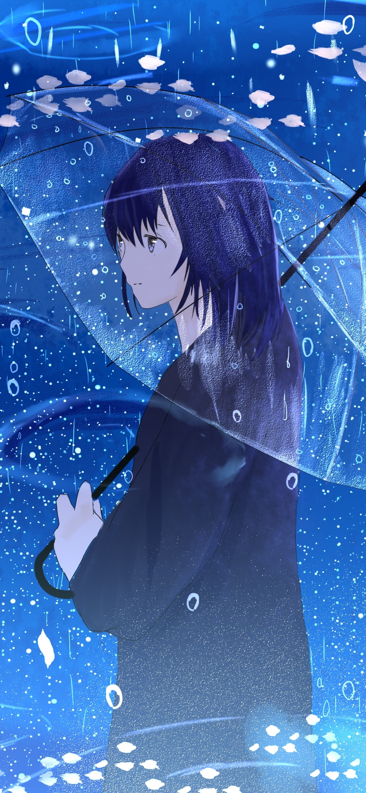 Download mobile wallpaper Anime, Umbrella, Original, Purple Hair for free.