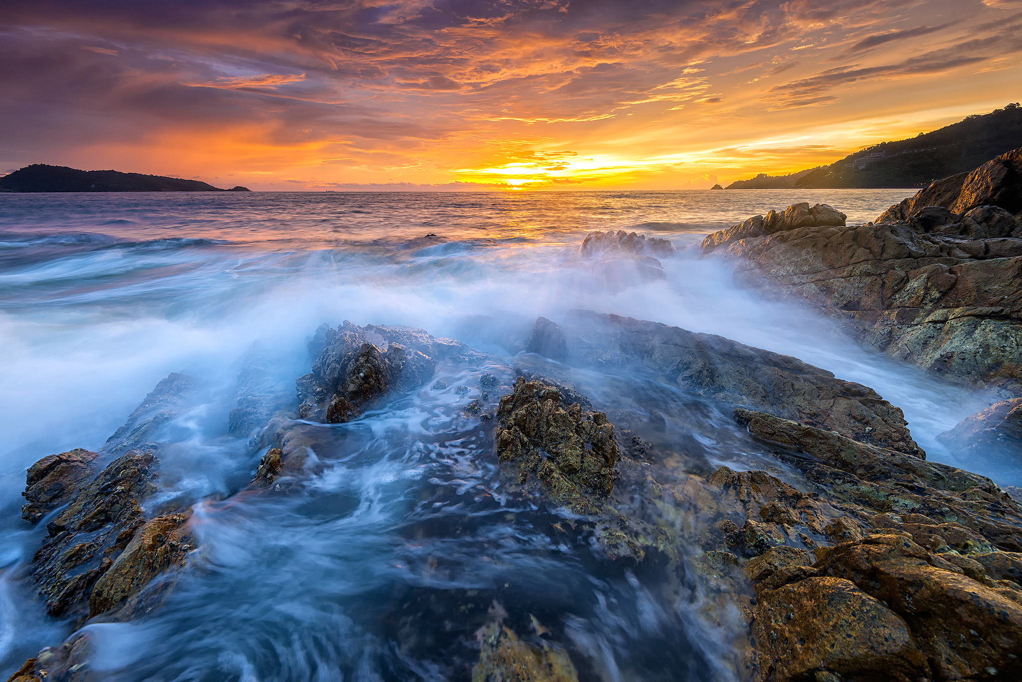 Descarga gratuita de fondo de pantalla para móvil de Mar, Horizonte, Océano, Atardecer, Tierra/naturaleza.