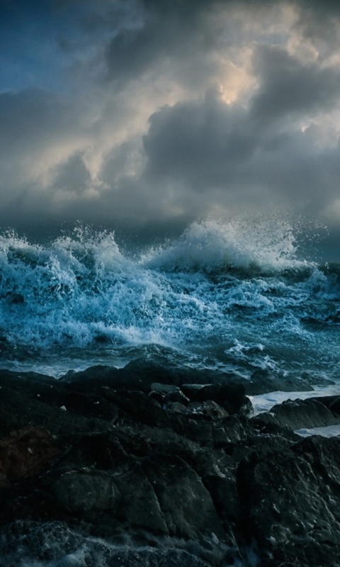 Download mobile wallpaper Dark, Ocean, Earth, Cloud, Wave for free.