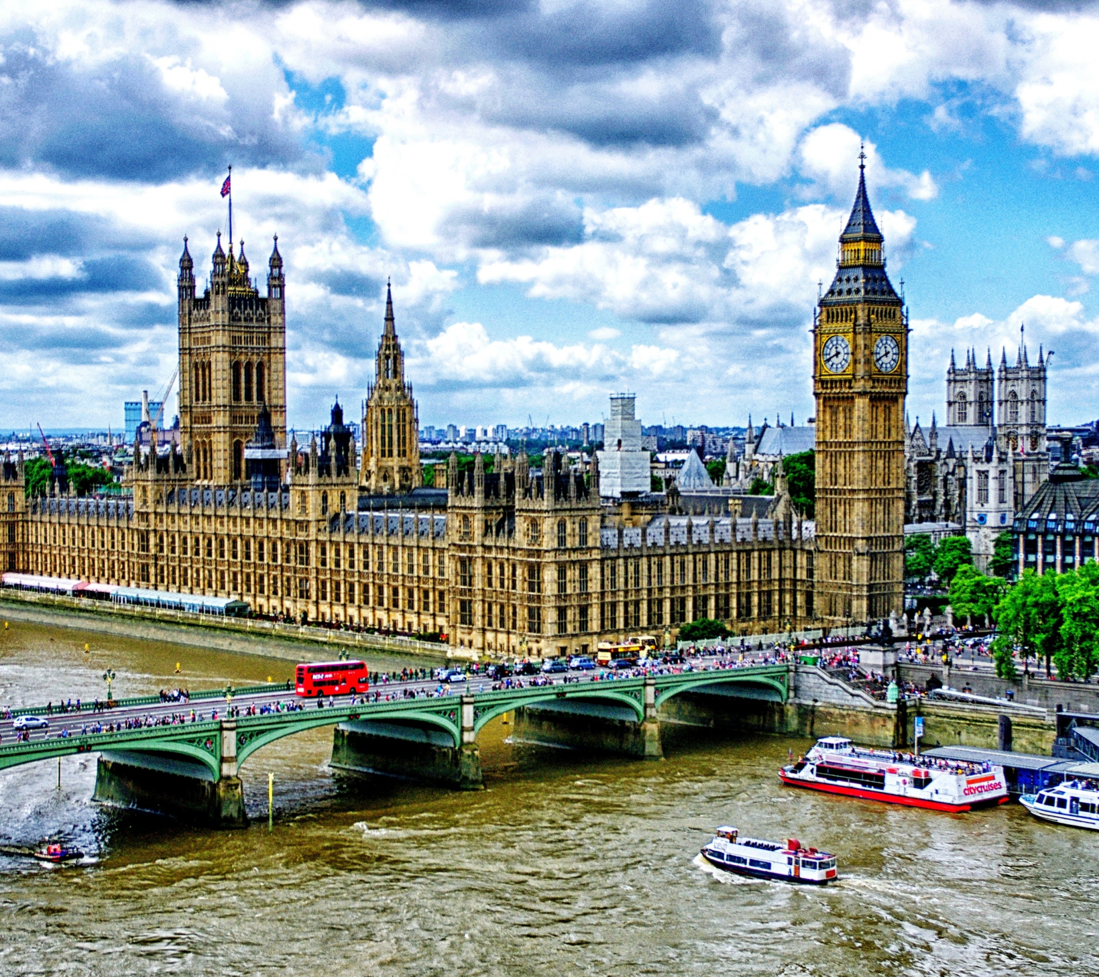 Download mobile wallpaper London, Big Ben, Building, Bridge, Boat, Cityscape, Palace Of Westminster, Man Made, Palaces for free.