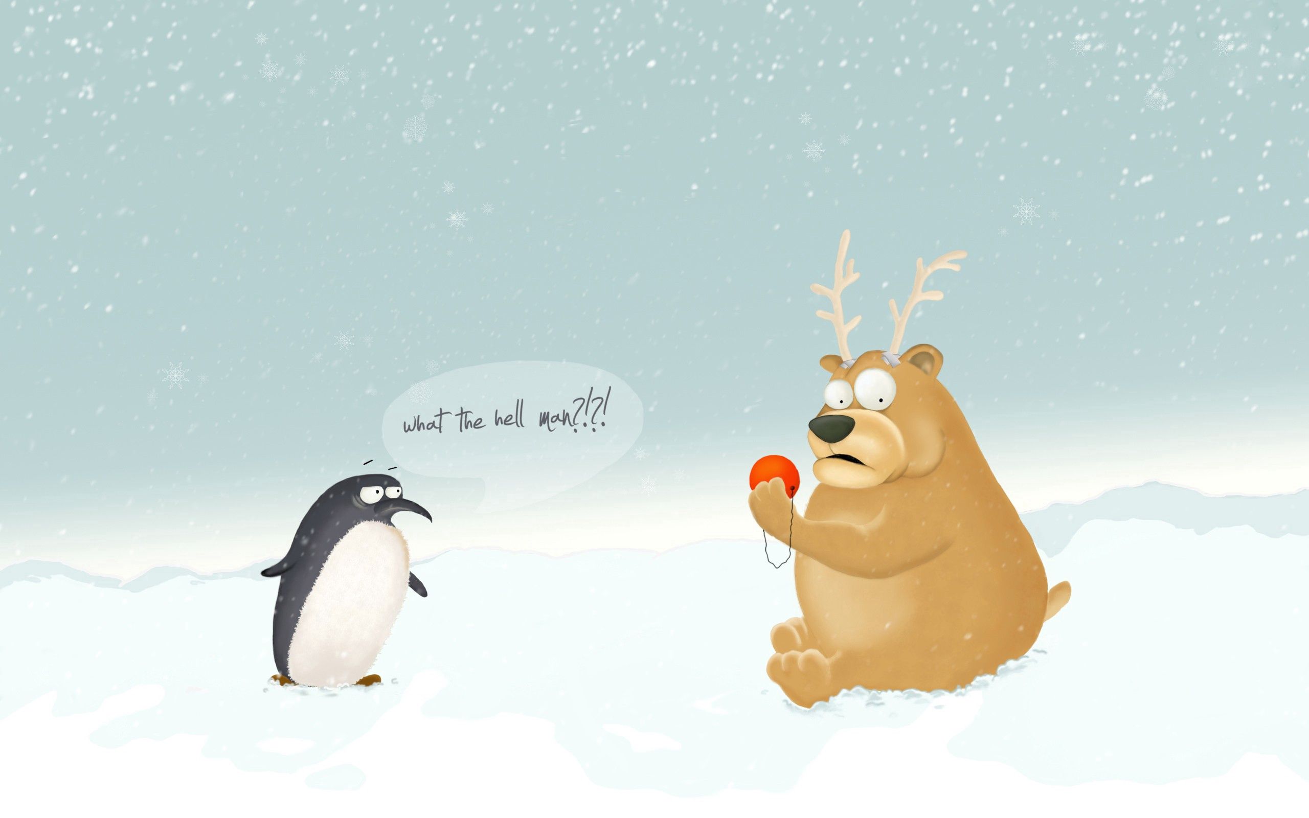 Download mobile wallpaper Snow, Bear, Penguin, Picture, Art, Drawing for free.