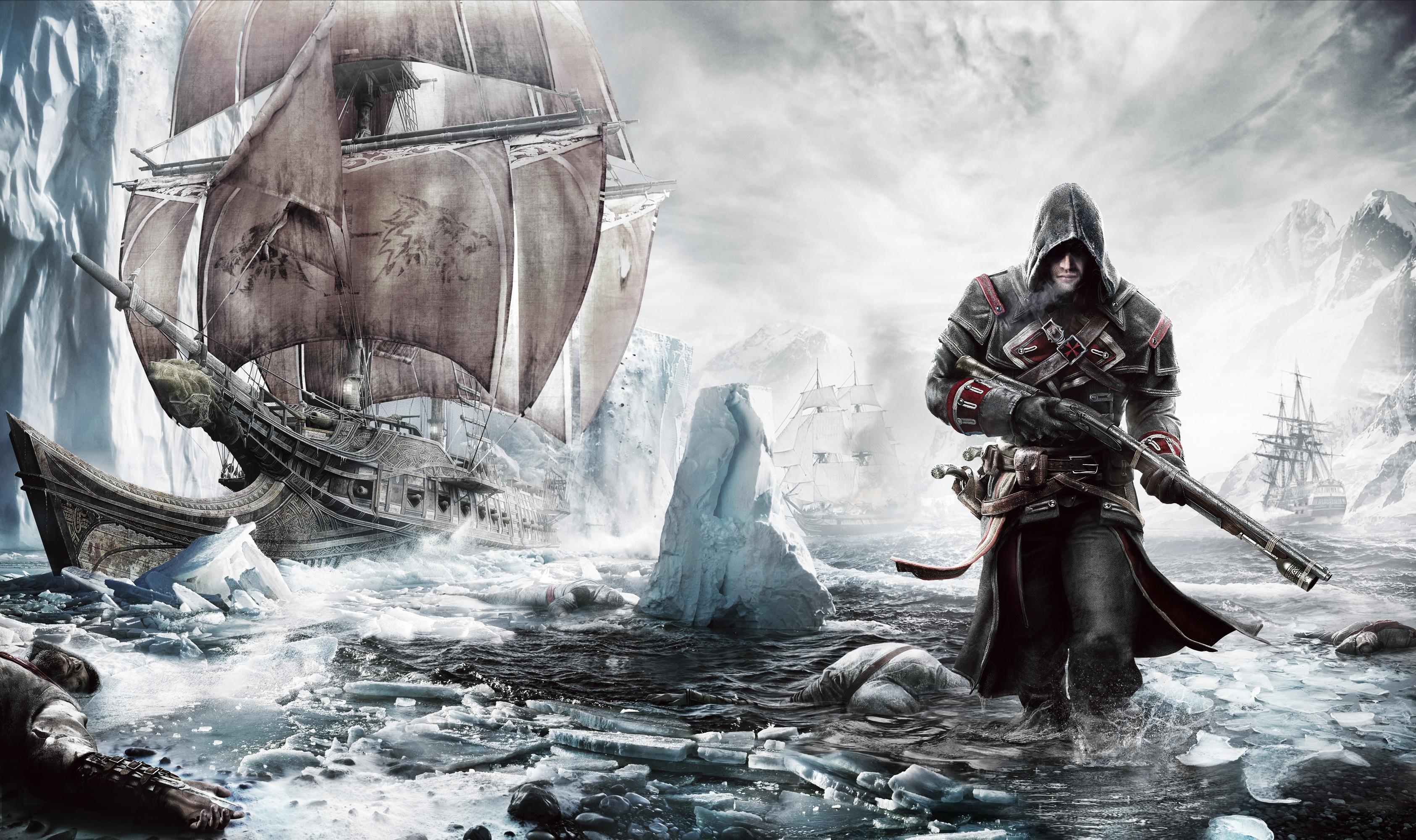 Free download wallpaper Assassin's Creed, Ship, Video Game, Gun, Assassin's Creed: Rogue on your PC desktop