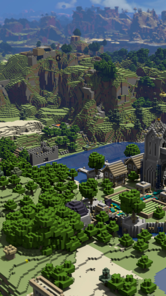 Download mobile wallpaper Minecraft, Mountain, Video Game, Castle, Mojang for free.