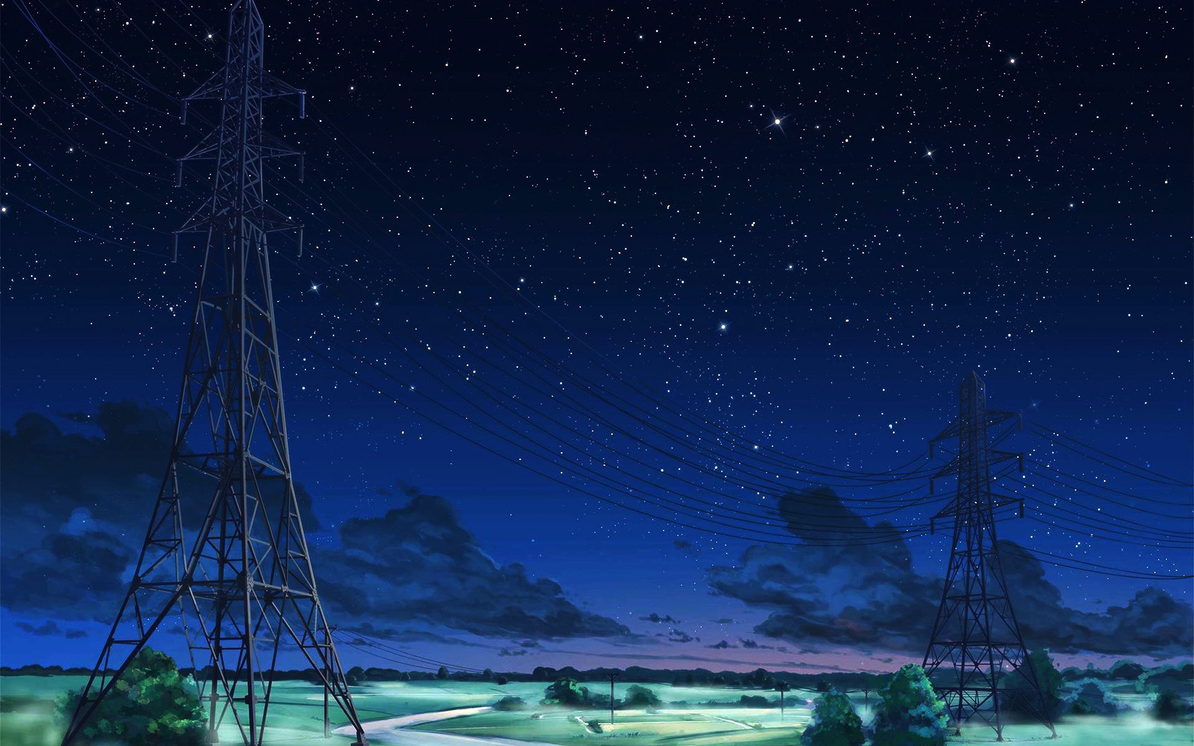 Handy-Wallpaper Landschaft, Sterne, Nacht, Himmel, Animes kostenlos herunterladen.