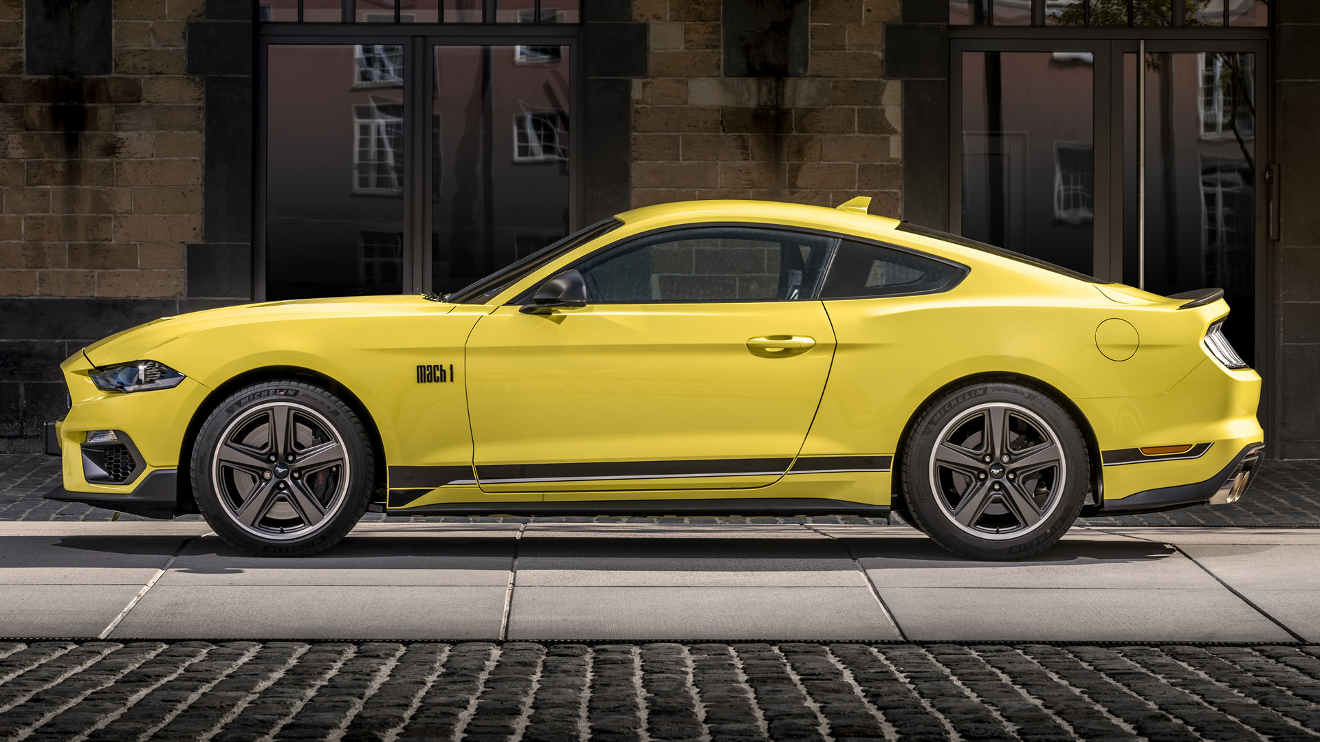 Download mobile wallpaper Ford, Car, Muscle Car, Vehicles, Ford Mustang Mach 1, Coupé, Yellow Car for free.