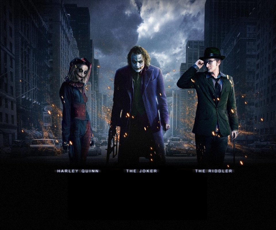 Téléchargez des papiers peints mobile Joker, Film, Harley Quinn, The Dark Knight : Le Chevalier Noir, Homme Chauve Souris, Riddler (Dc Comics) gratuitement.