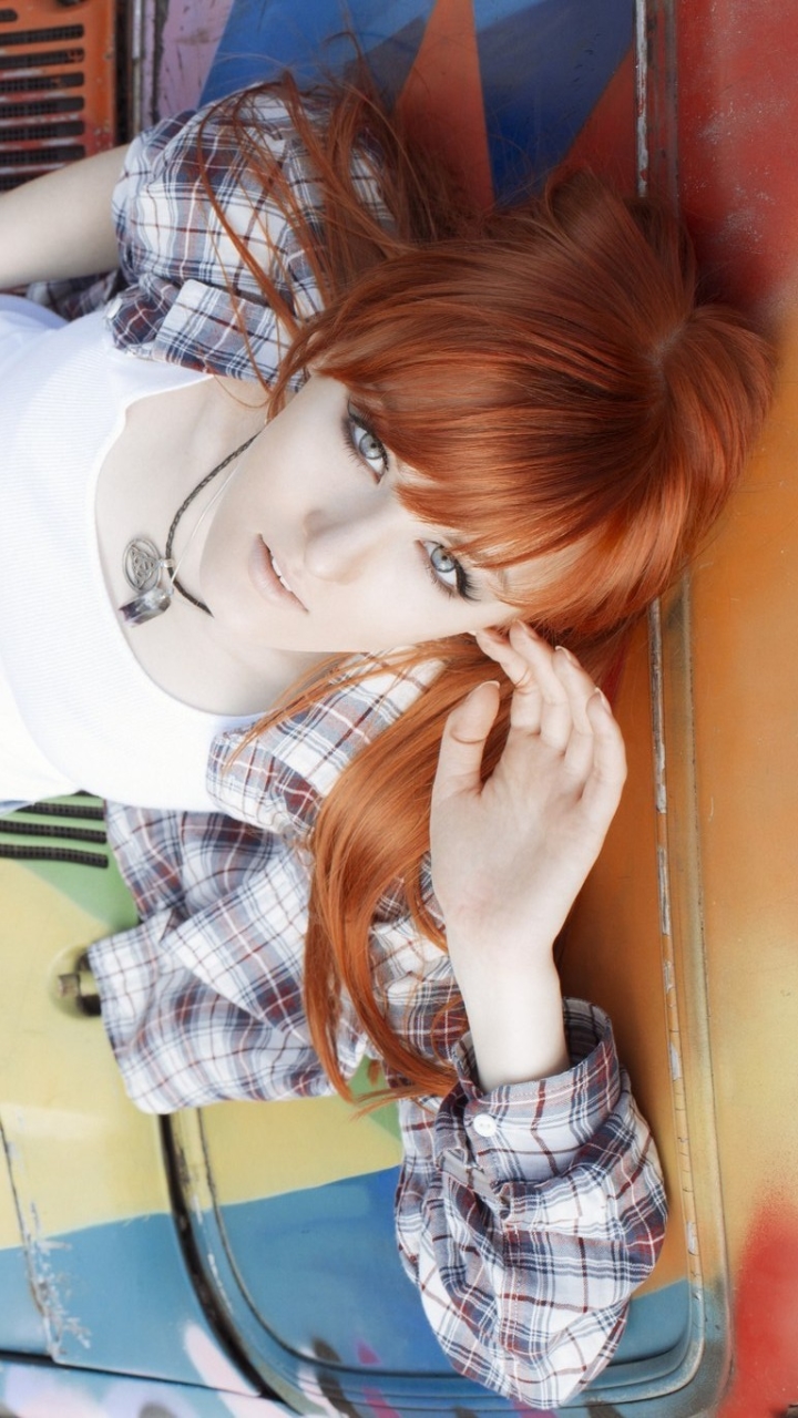 Download mobile wallpaper Redhead, Model, Women, Blue Eyes for free.