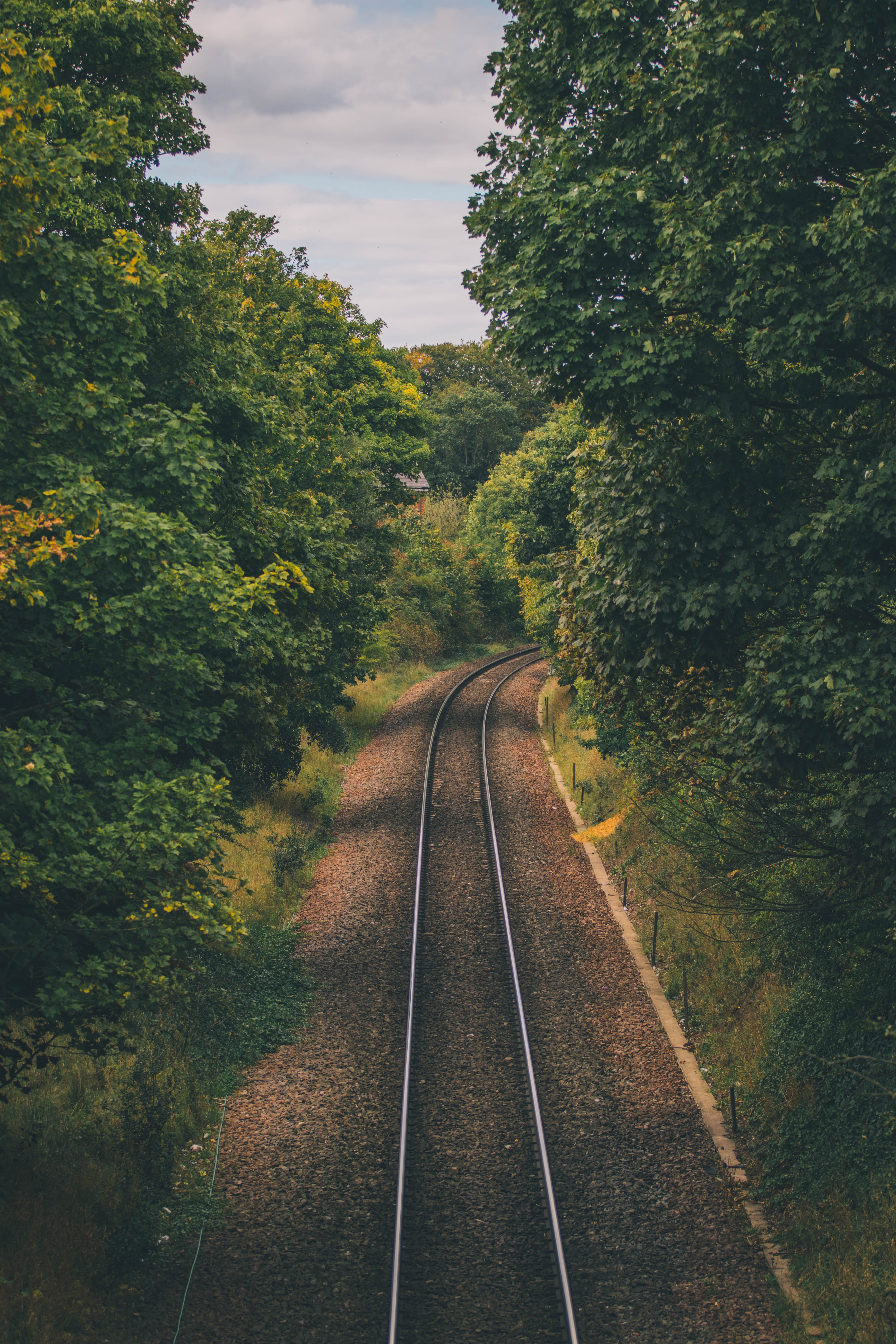 Download mobile wallpaper View From Above, Nature, Trees, Rails for free.
