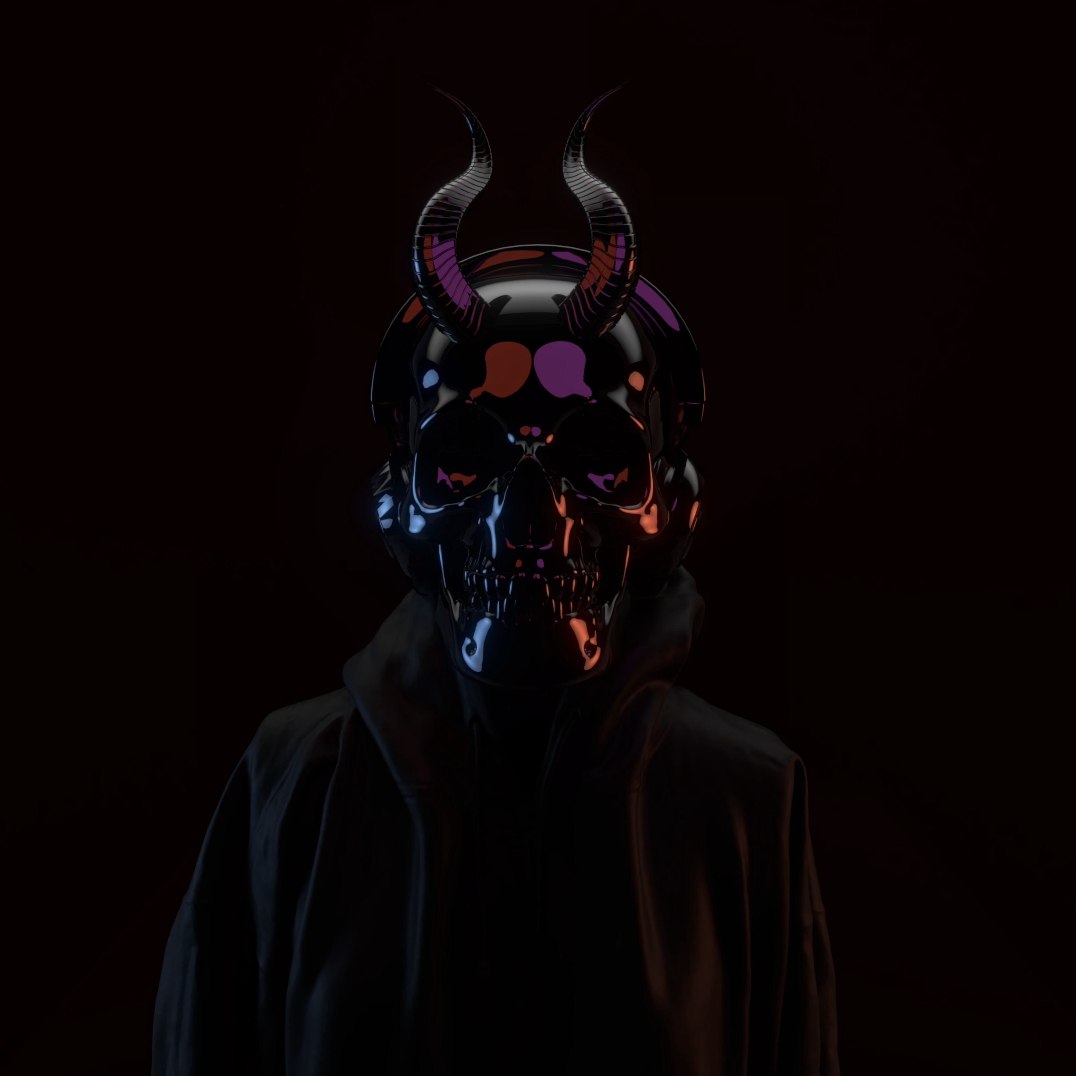 skull, black, dark, mask, horns 1080p
