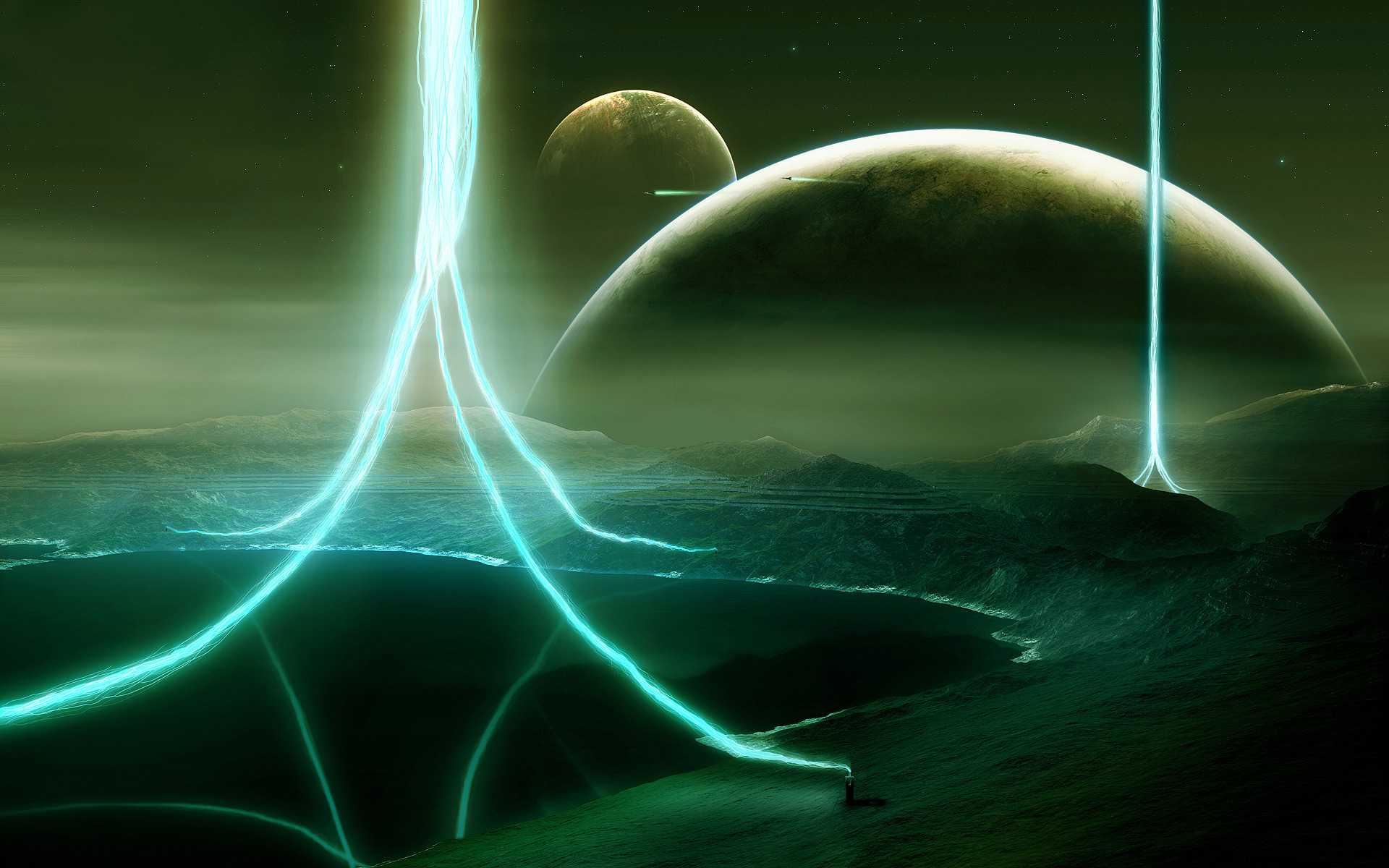 Handy-Wallpaper Science Fiction, Landschaft kostenlos herunterladen.