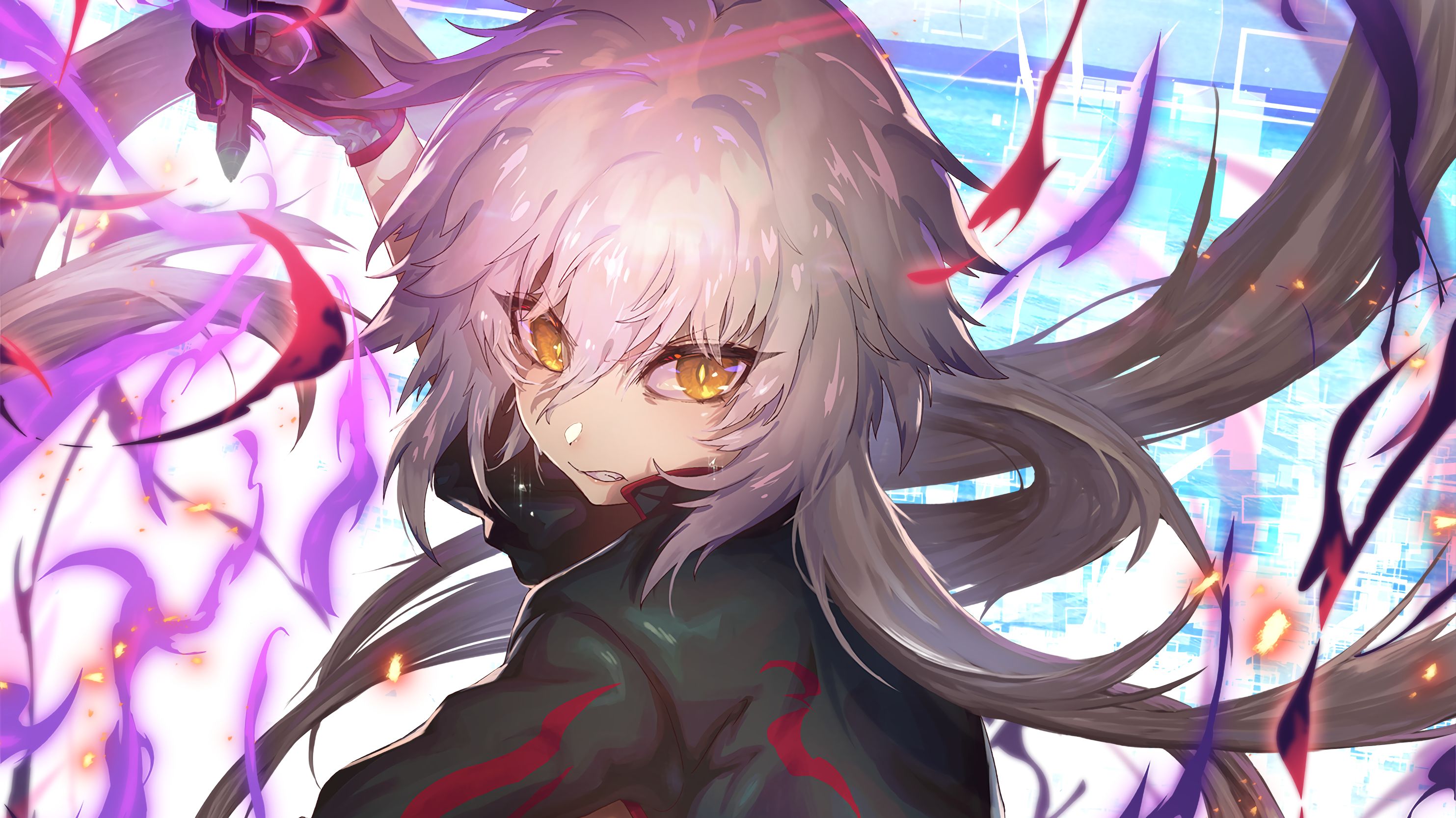 Handy-Wallpaper Gelbe Augen, Animes, Fate/grand Order, Jeanne D’Arc Alter, Rächer (Schicksal/grand Order), Schicksalsserie kostenlos herunterladen.