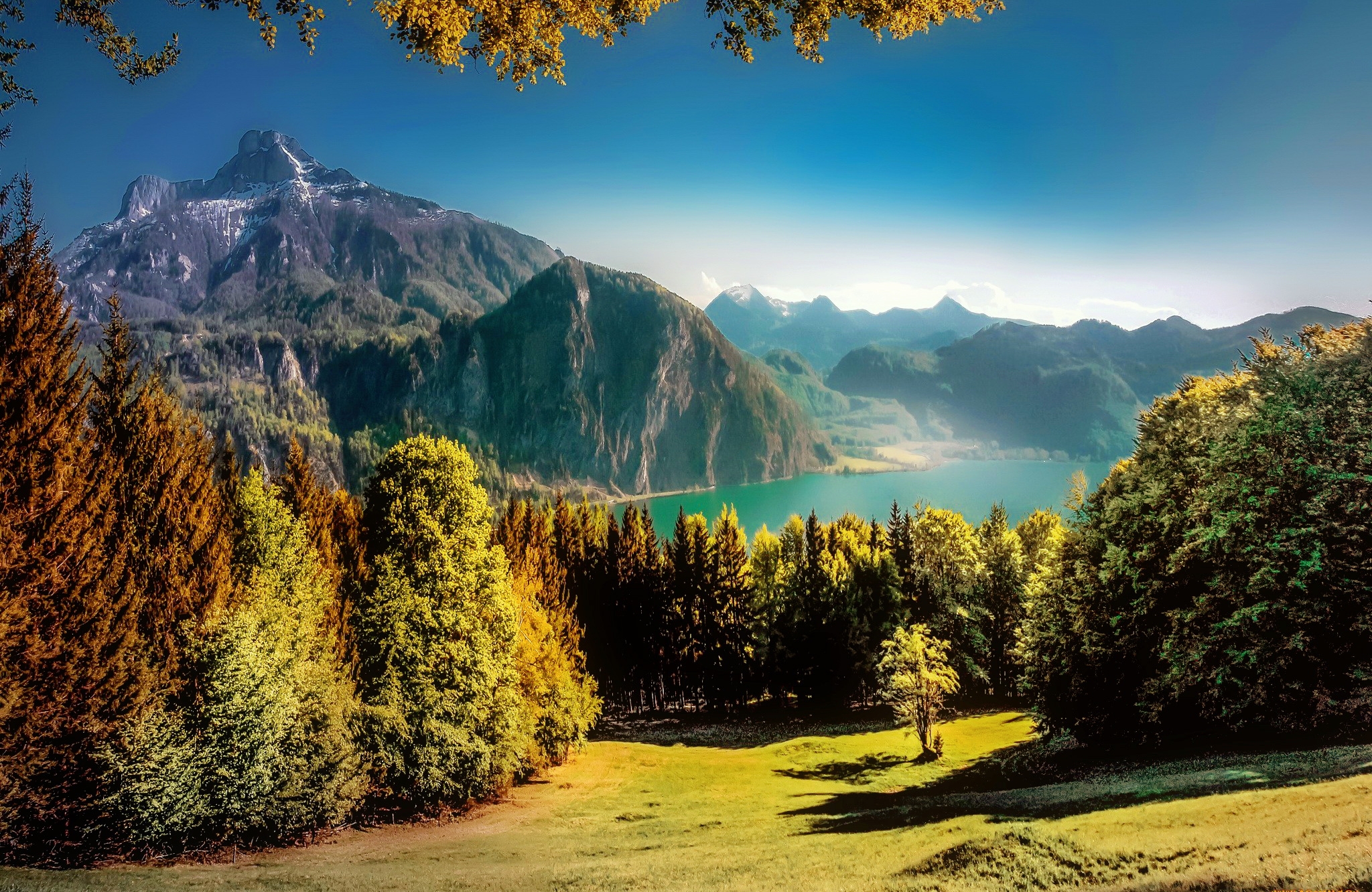 Free download wallpaper Landscape, Mountain, Lake, Forest, Tree, Earth on your PC desktop