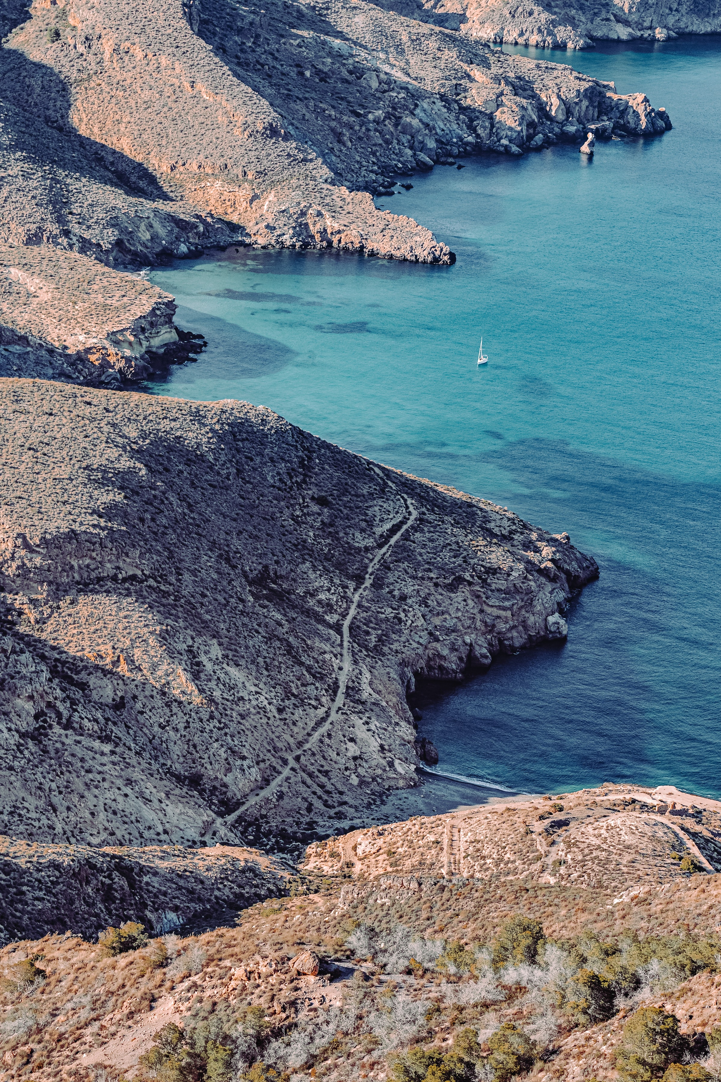 Download mobile wallpaper Rocks, Coast, Sea, Nature, Boat for free.