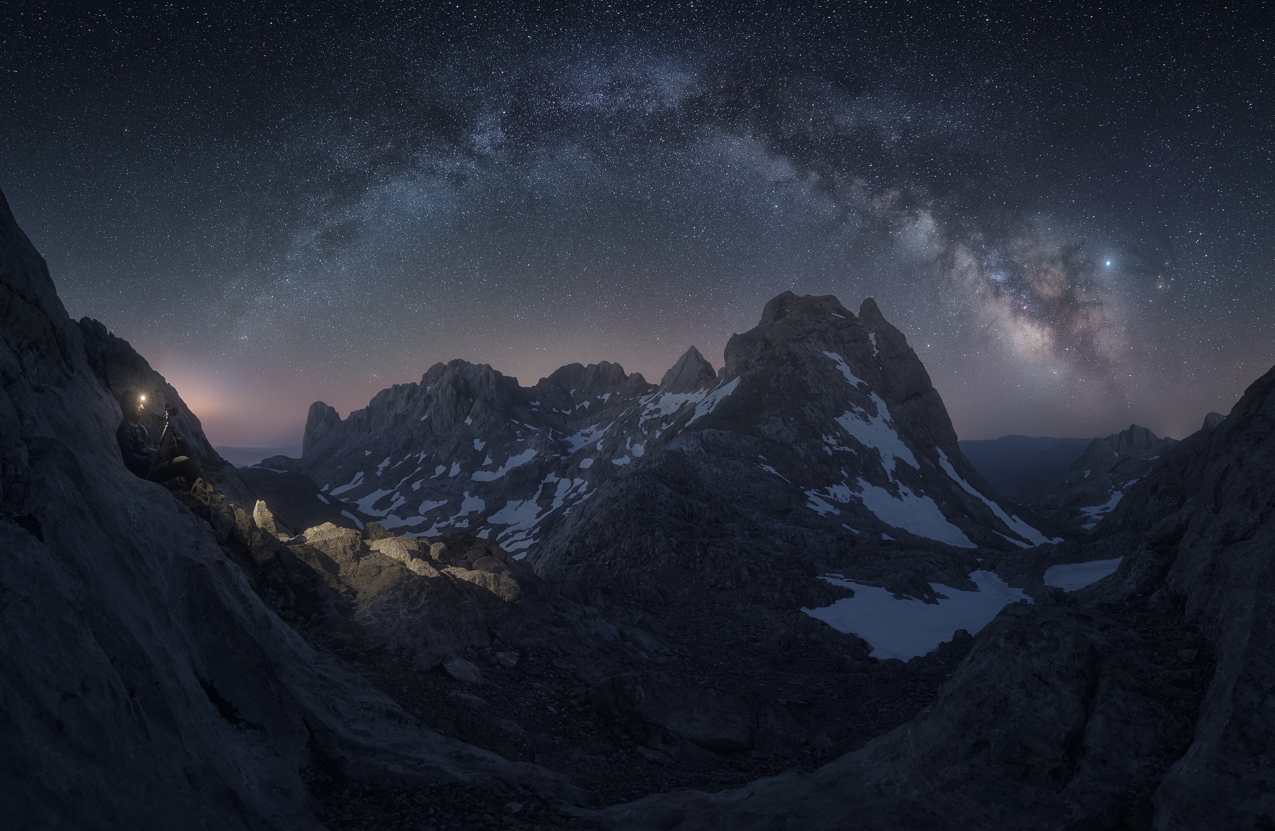 Download mobile wallpaper Mountain, Milky Way, Sci Fi for free.