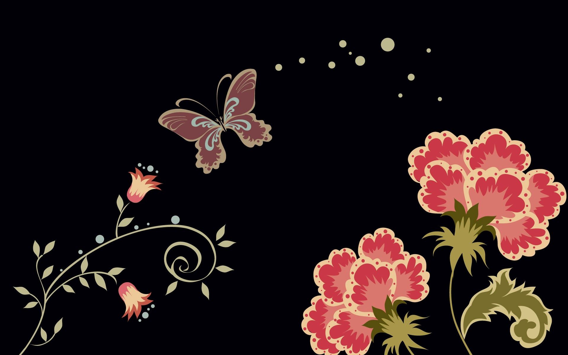 Download mobile wallpaper Flowers, Shine, Brilliance, Butterfly, Abstract, Patterns, Fantasy for free.