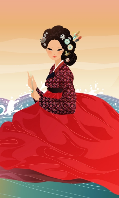 Download mobile wallpaper Artistic, Women, Korean, Traditional Costume for free.