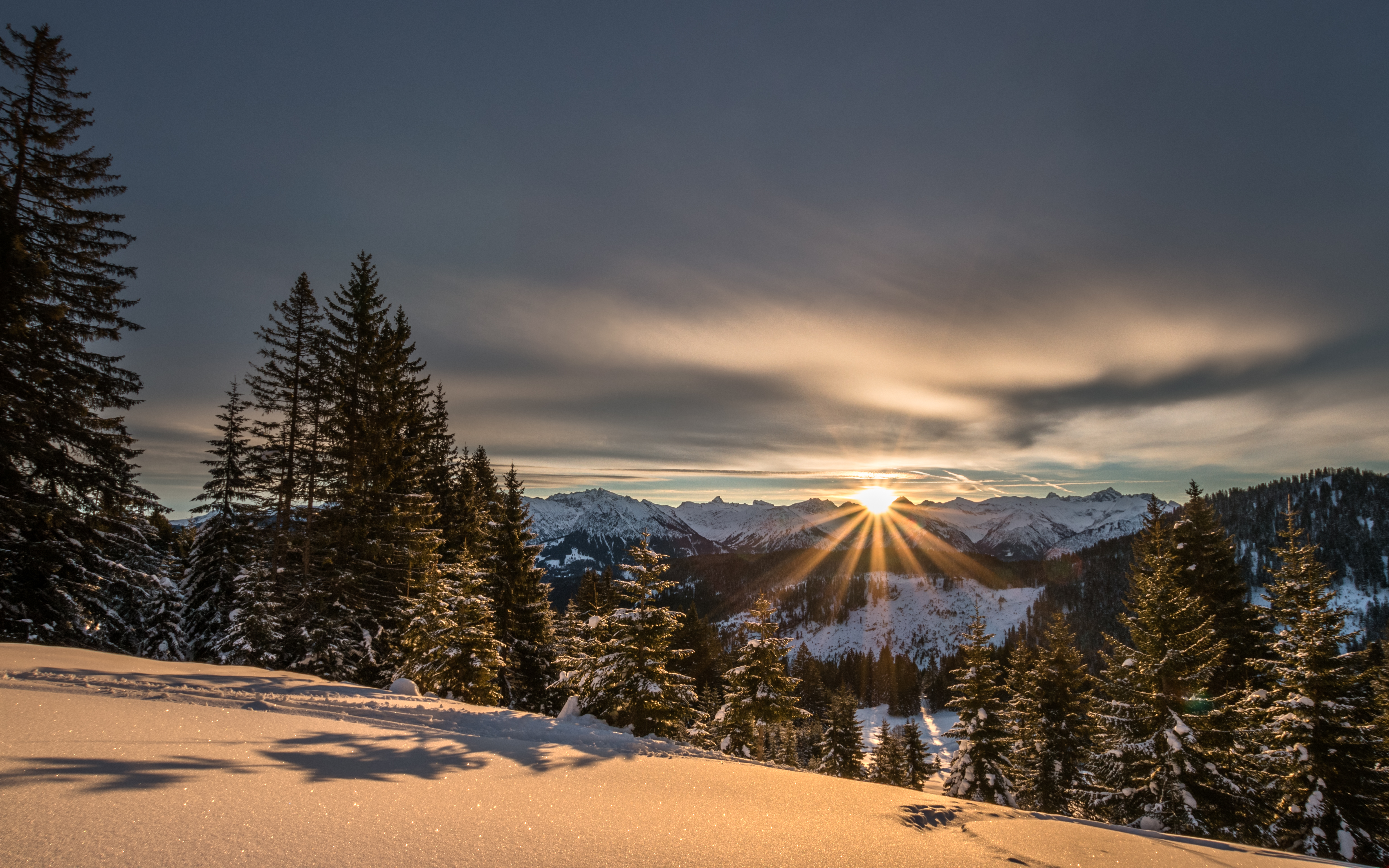 PCデスクトップに食べた, 自然, 山脈, 冬, 雪, 日光画像を無料でダウンロード