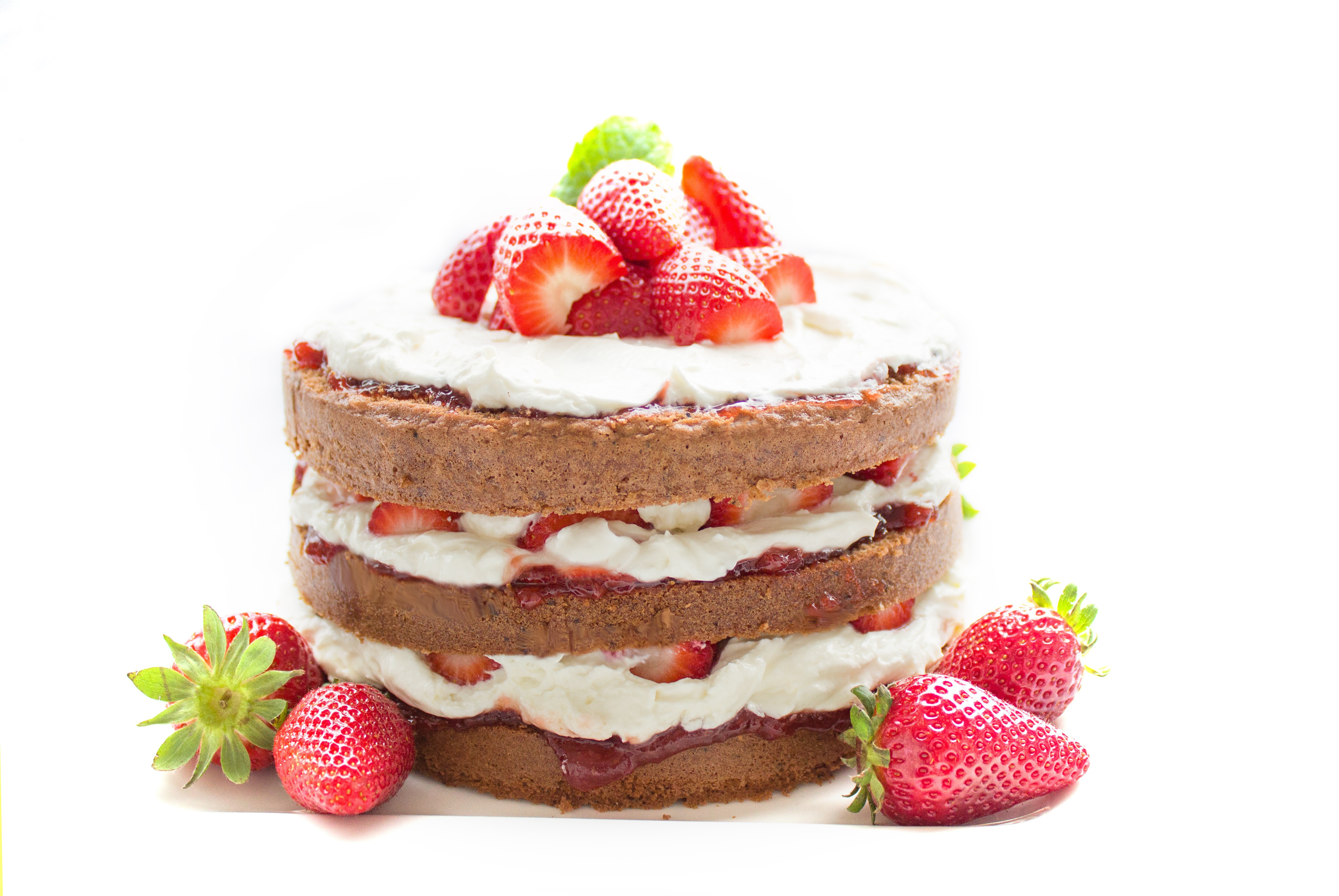 Download mobile wallpaper Food, Strawberry, Cake, Cream, Berry, Fruit, Pastry for free.