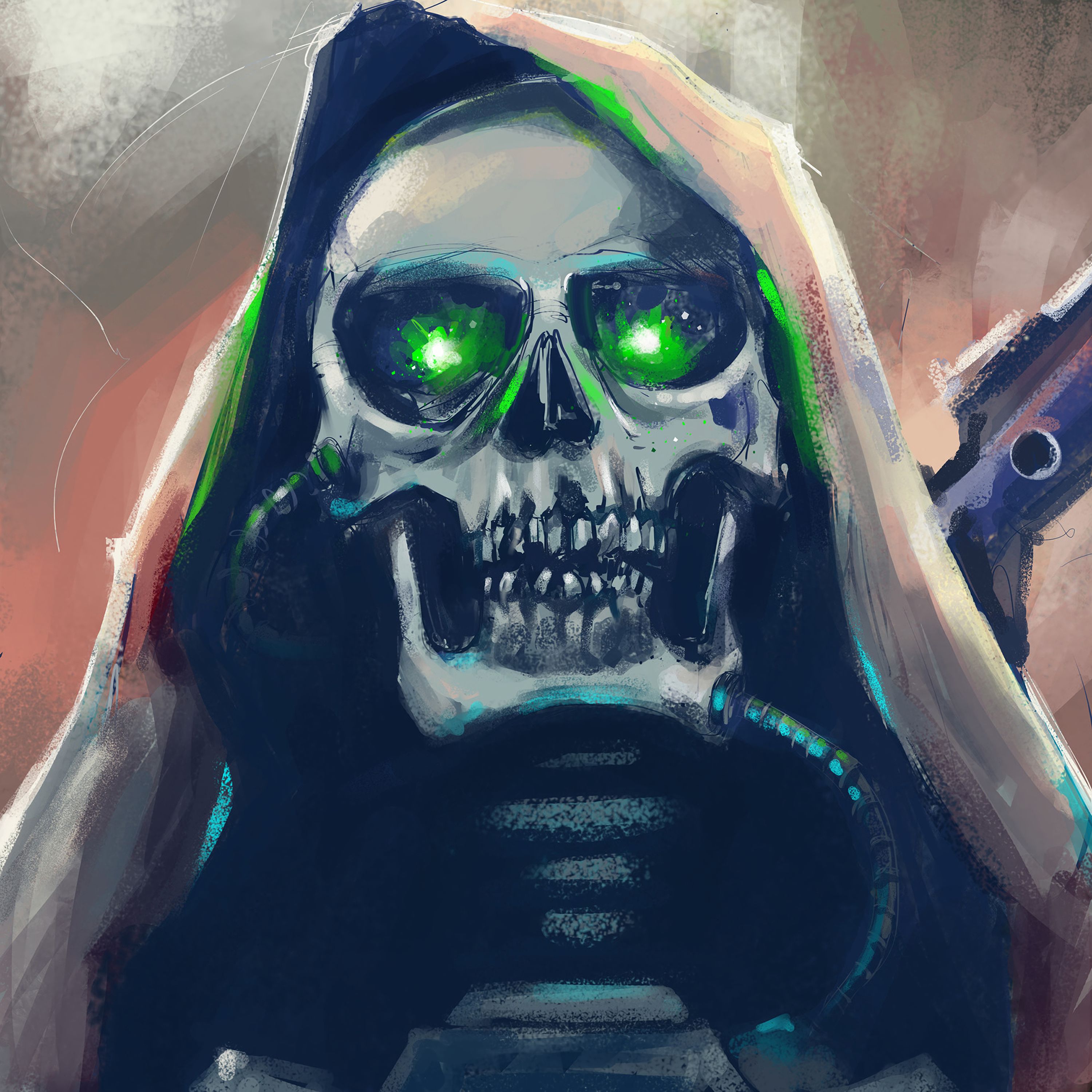 hood, skull, art, eyes download HD wallpaper