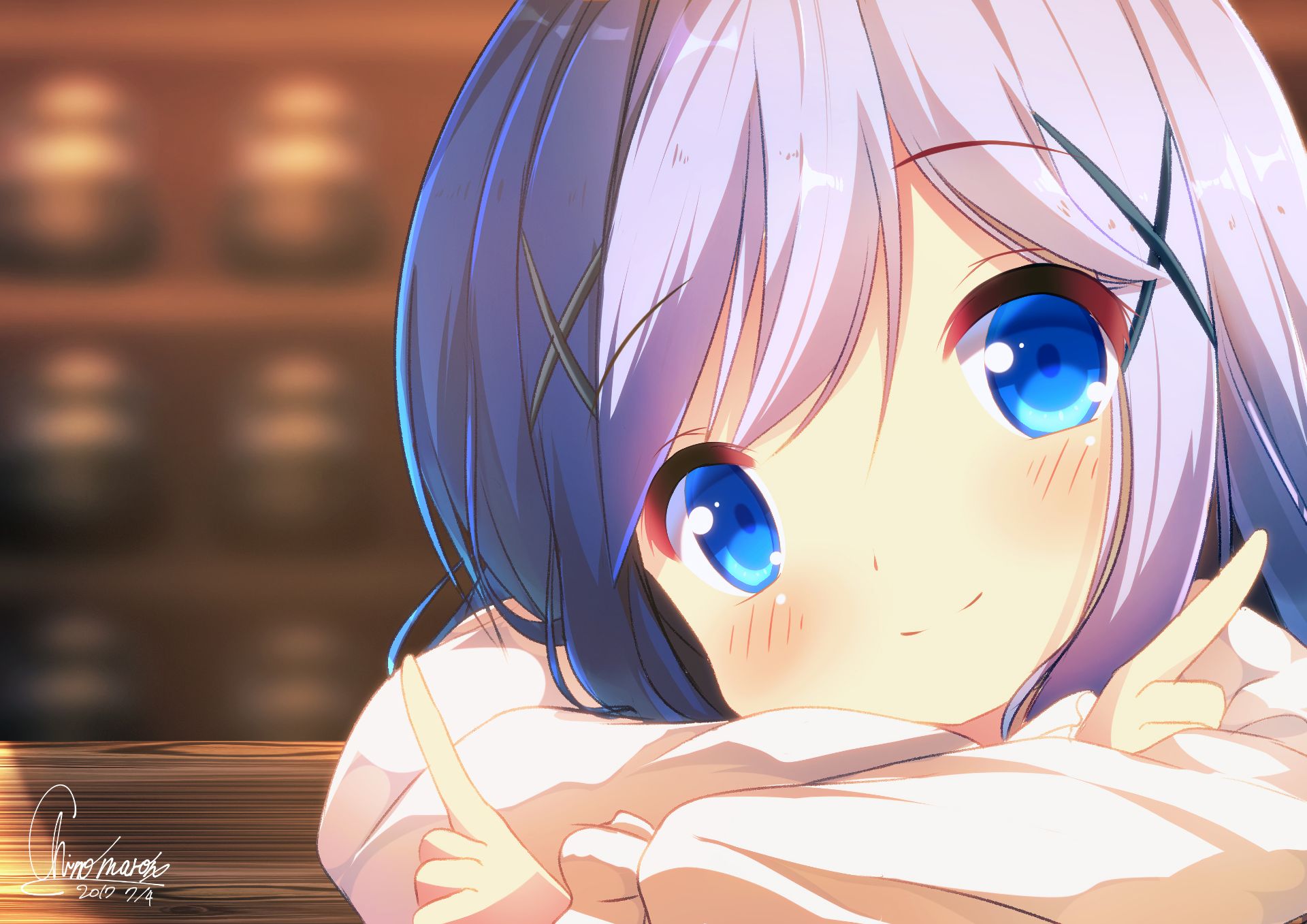 Free download wallpaper Anime, Blue Eyes, White Hair, Chino Kafū, Is The Order A Rabbit? on your PC desktop