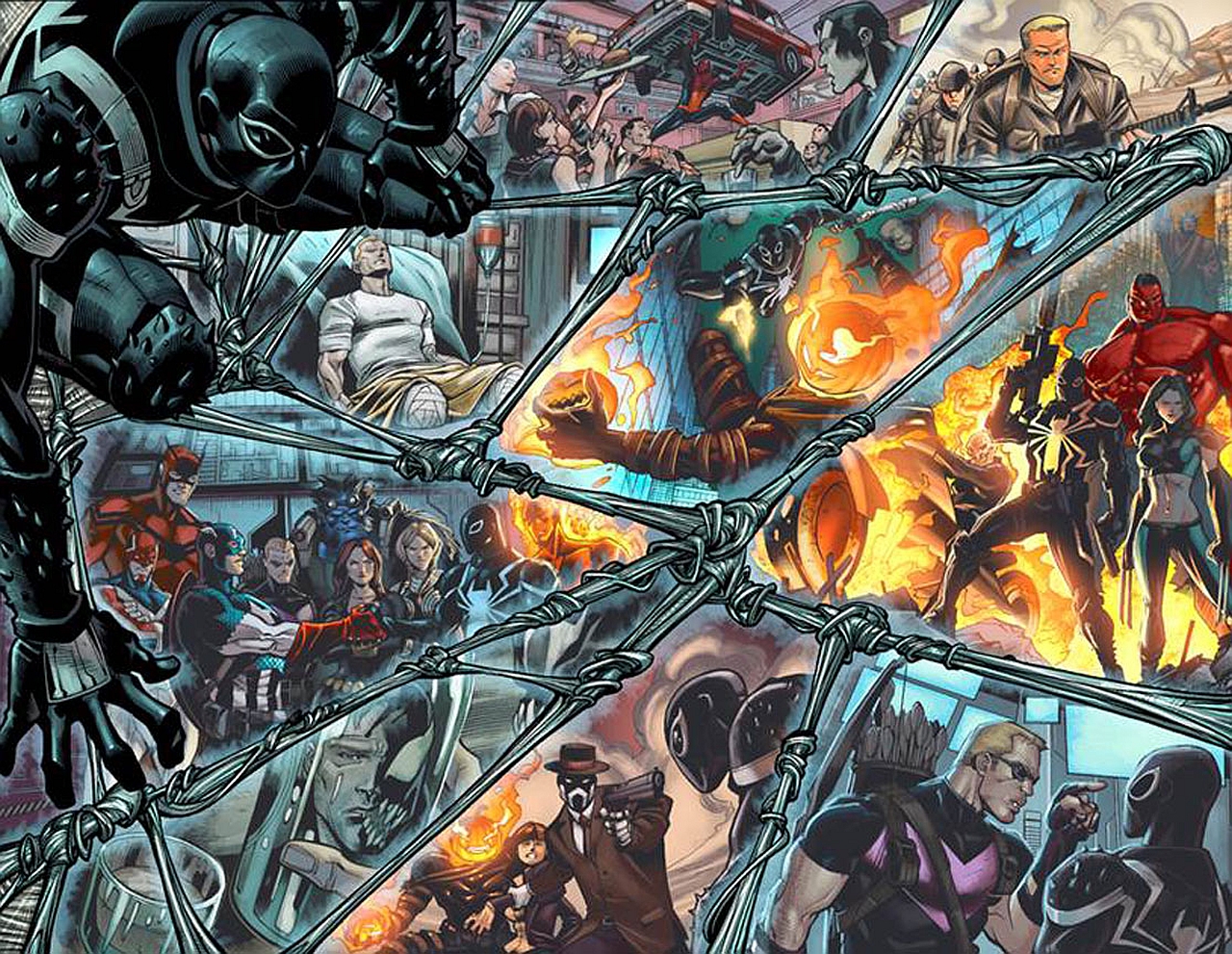 comics, venom, agent venom, beast (marvel comics), black widow, captain america, clint barton, giant man, hawkeye, human torch (marvel comics), red hulk, spider man, x 23