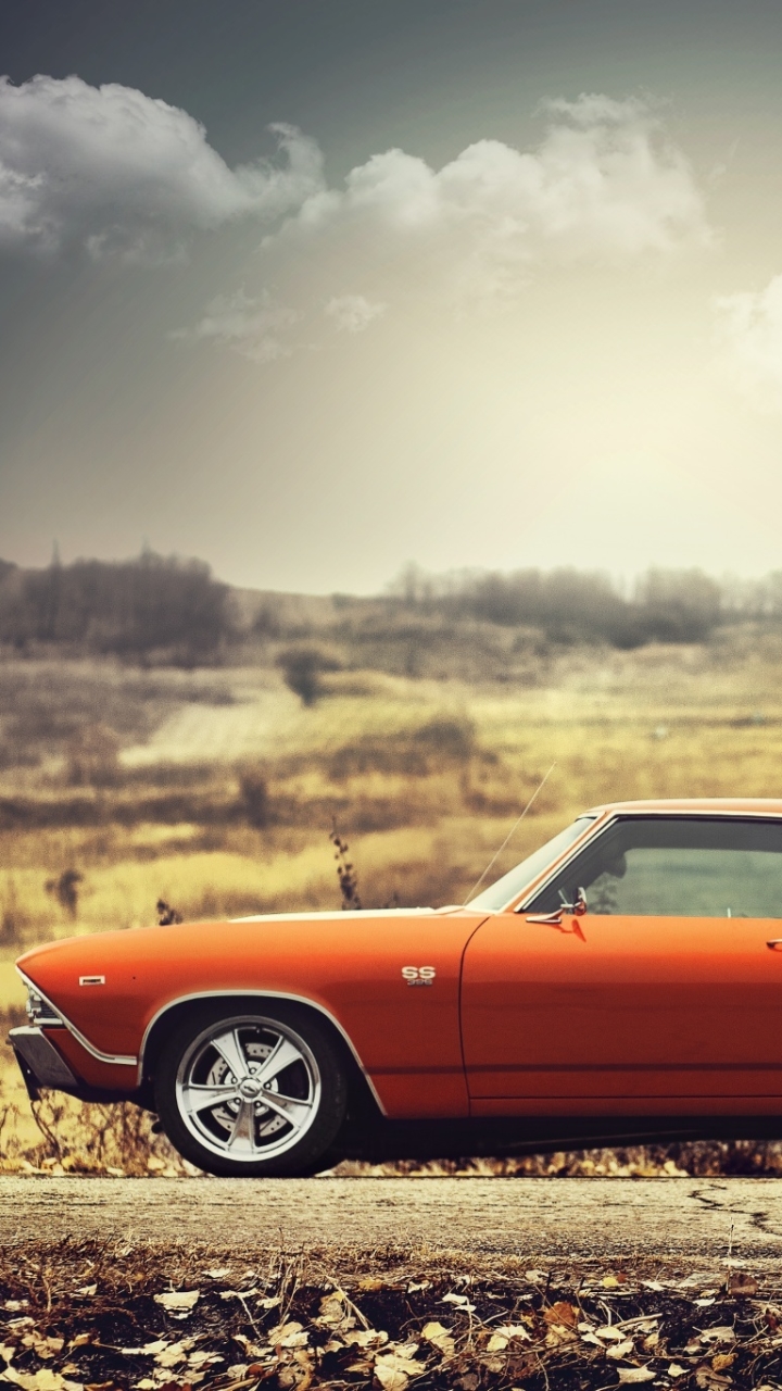 Download mobile wallpaper Chevrolet, Muscle Car, Chevrolet Chevelle, Vehicles, Chevrolet Chevelle Ss, Orange Car for free.