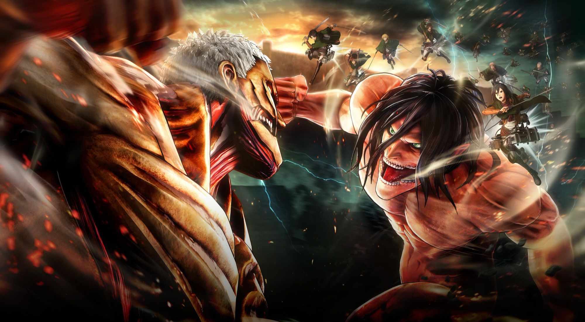 512214 Hintergrundbild herunterladen animes, attack on titan, armin arlert, gepanzerter titan, eren jäger, mikasa ackermann - Bildschirmschoner und Bilder kostenlos