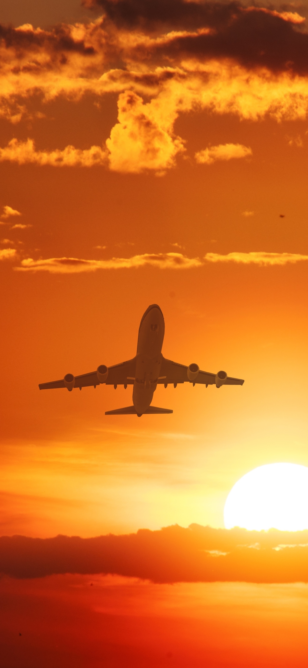Download mobile wallpaper Sunset, Sky, Sun, Airplane, Aircraft, Vehicles for free.