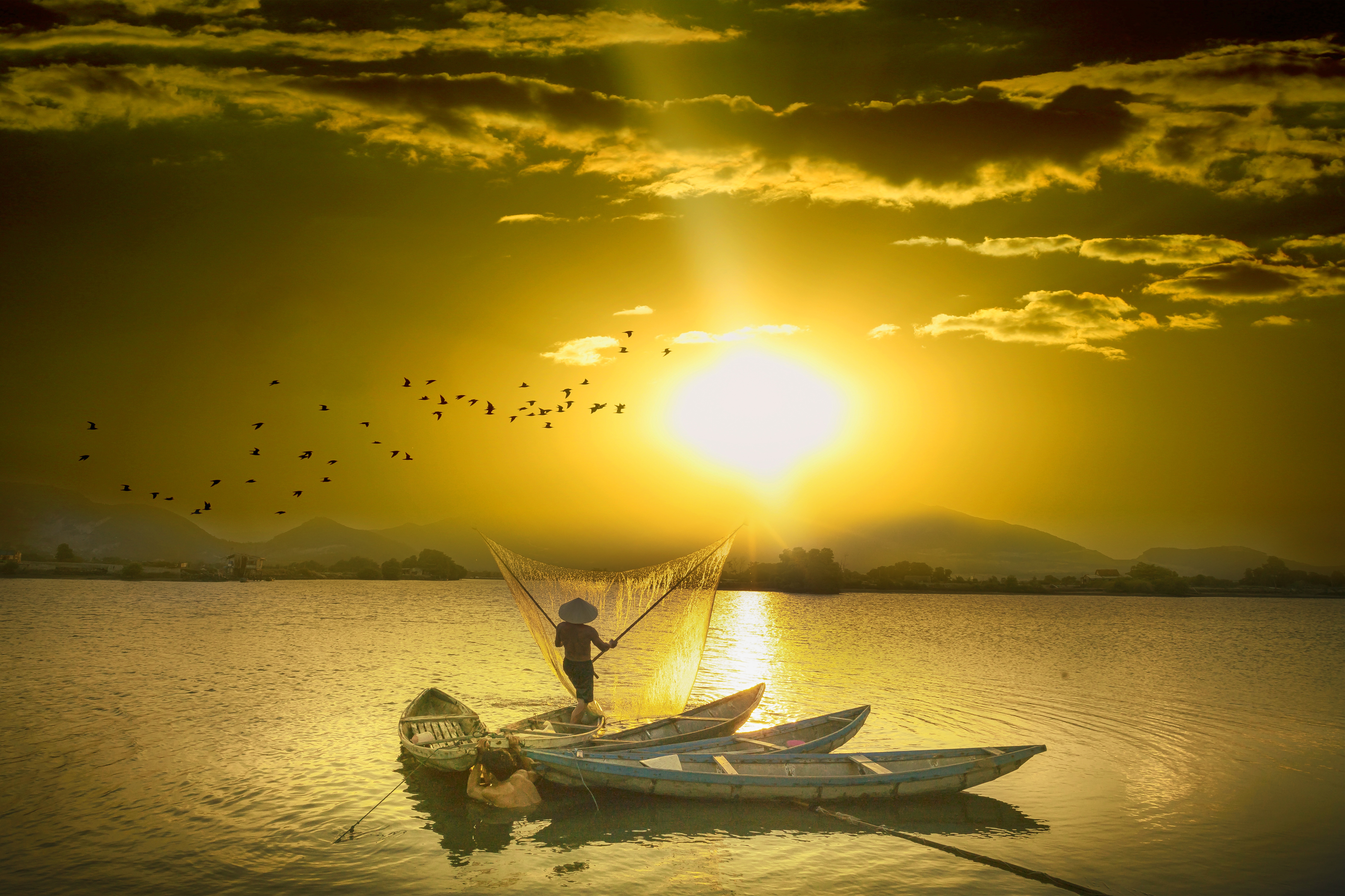 photography, fisherman, sunset