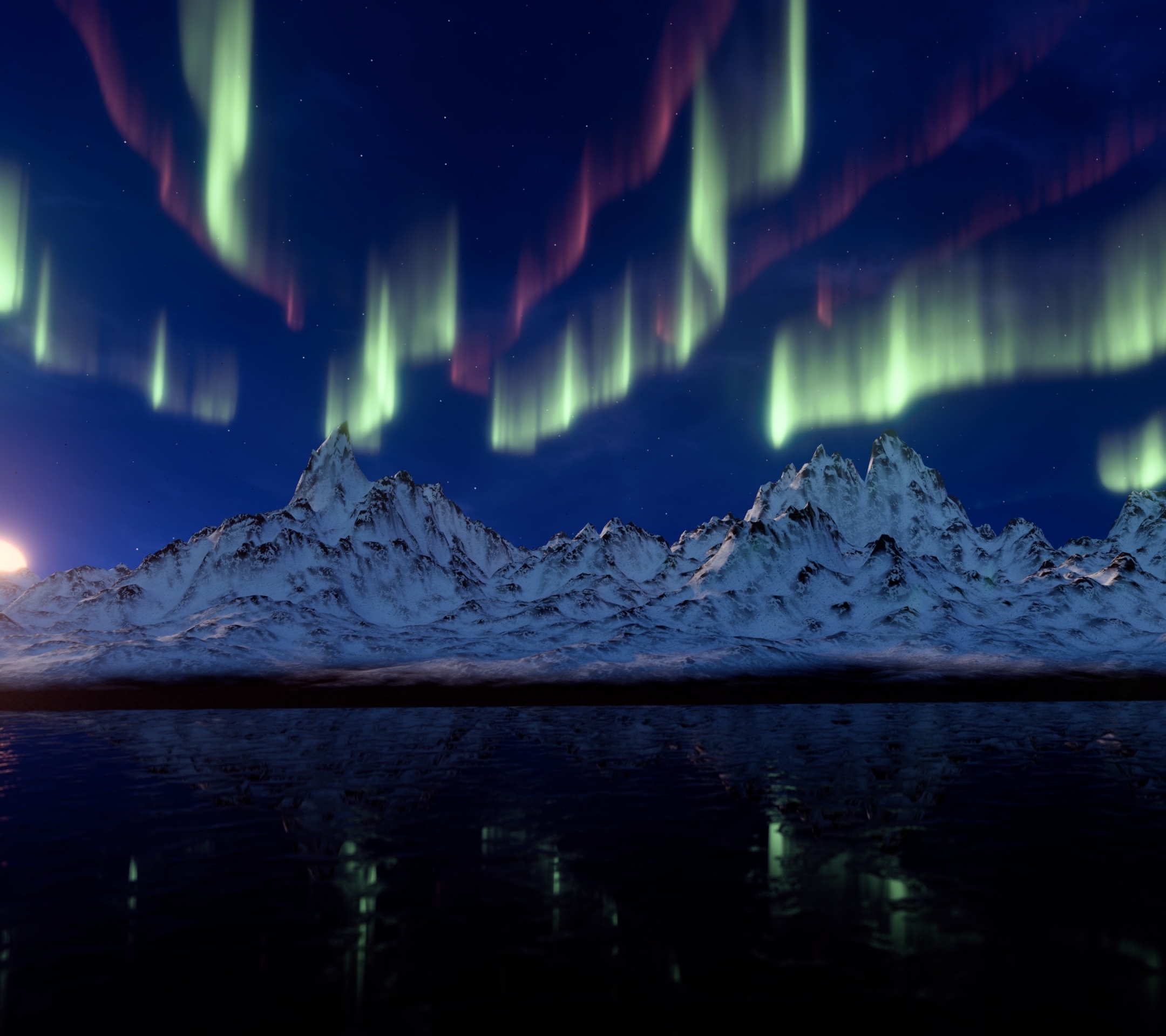 Free download wallpaper Nature, Snow, Mountain, Light, Earth, Aurora Borealis on your PC desktop