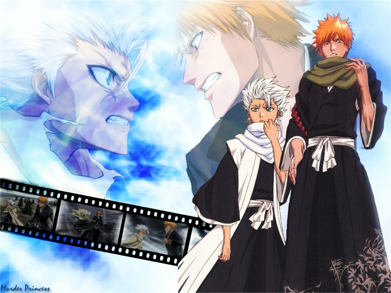 Download mobile wallpaper Anime, Bleach, Ichigo Kurosaki, Tōshirō Hitsugaya for free.