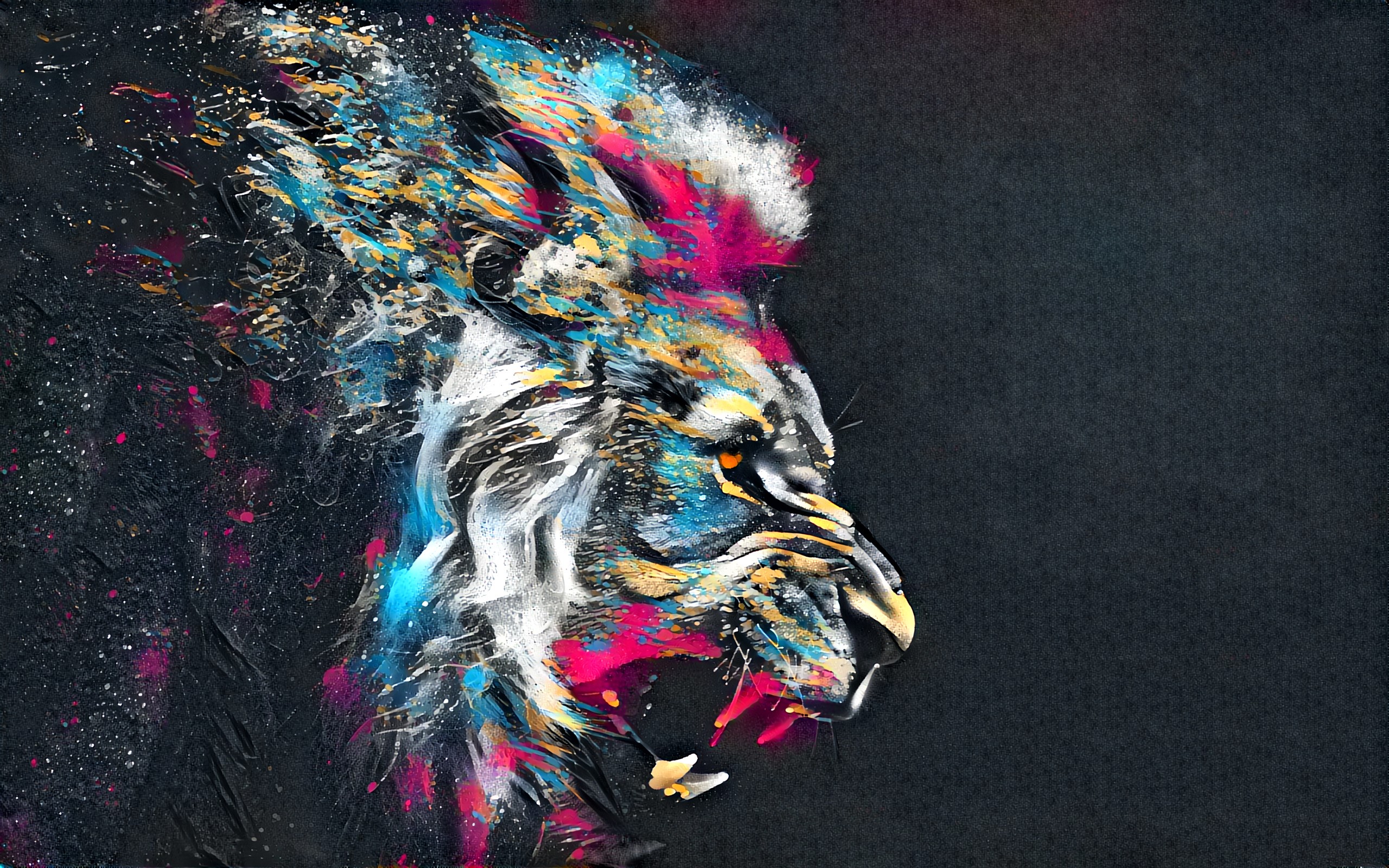 無料モバイル壁紙動物, ライオン, 猫, 色, カラフルをダウンロードします。