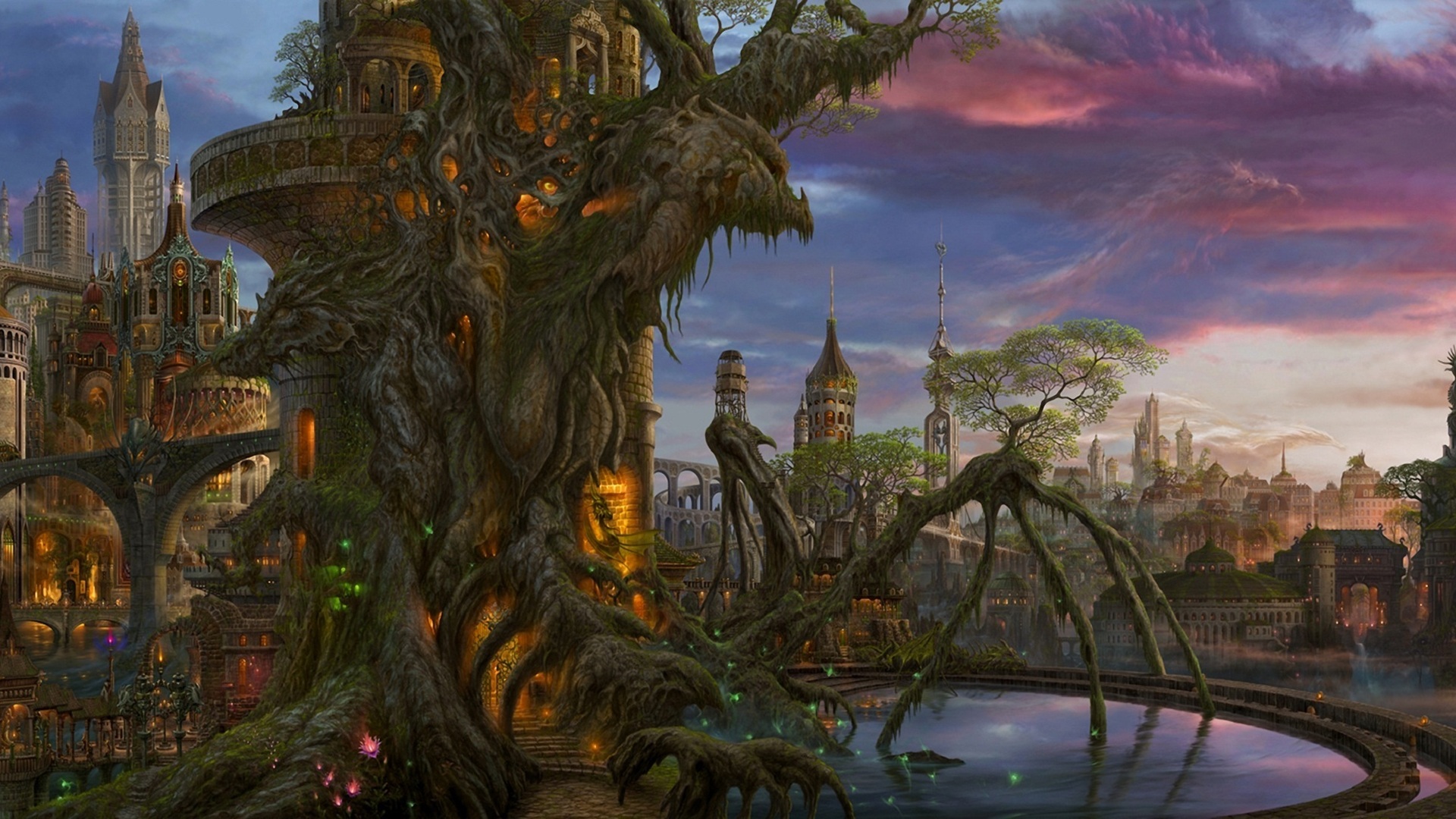 Free download wallpaper Fantasy, City, Building, Castle on your PC desktop