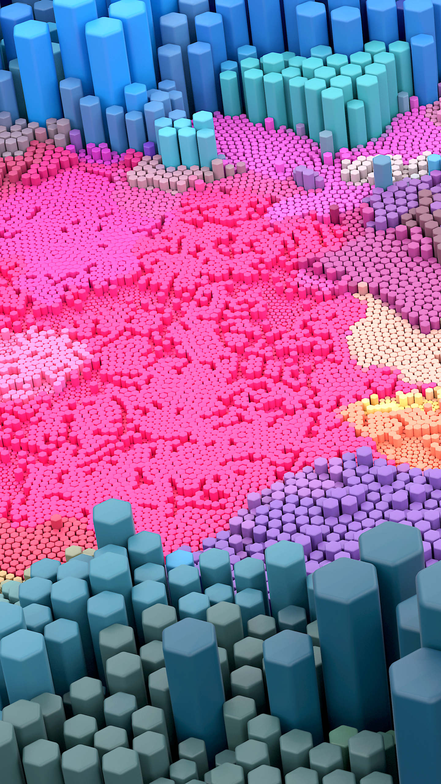 Download mobile wallpaper Pink, Artistic, Hexagon, 3D Art for free.